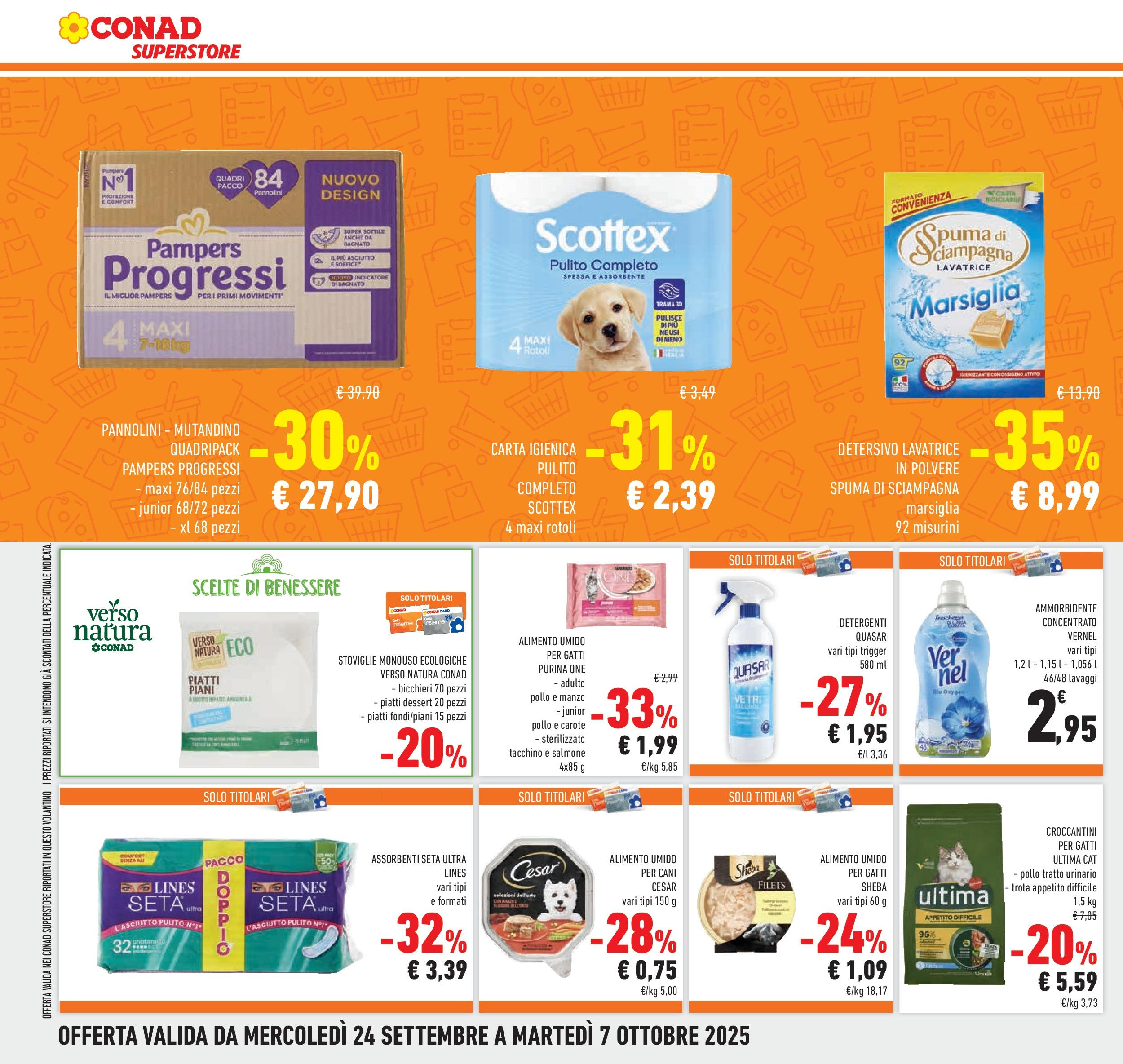 Volantino Conad dal 23/09/2025 > Anteprima | Pagina: 34 | Prodotti: Carta igienica, Ammorbidente, Lavatrice, Pampers