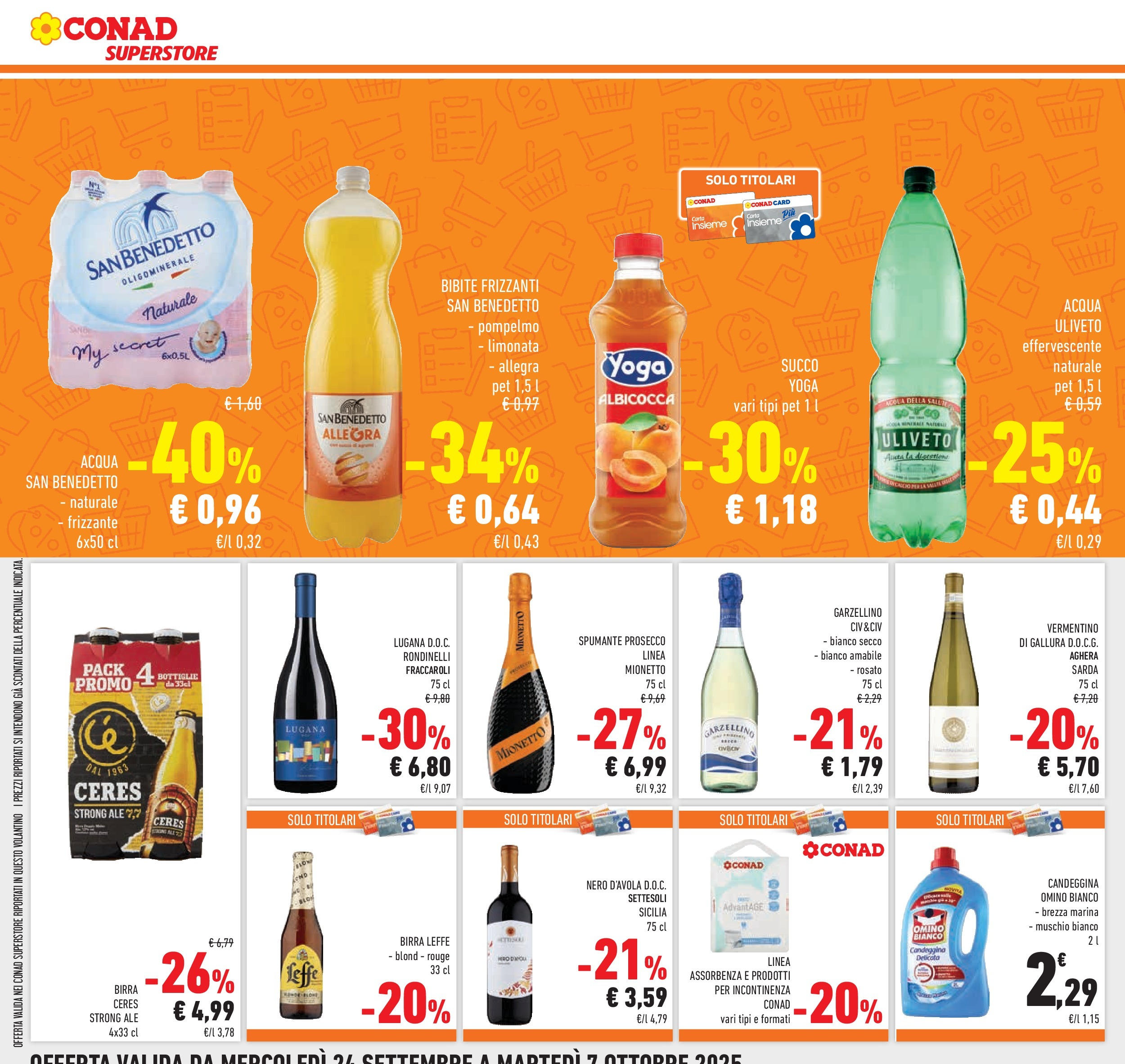 Volantino Conad dal 23/09/2025 > Anteprima | Pagina: 16 | Prodotti: Birra, Limonata, Acqua, Spumante