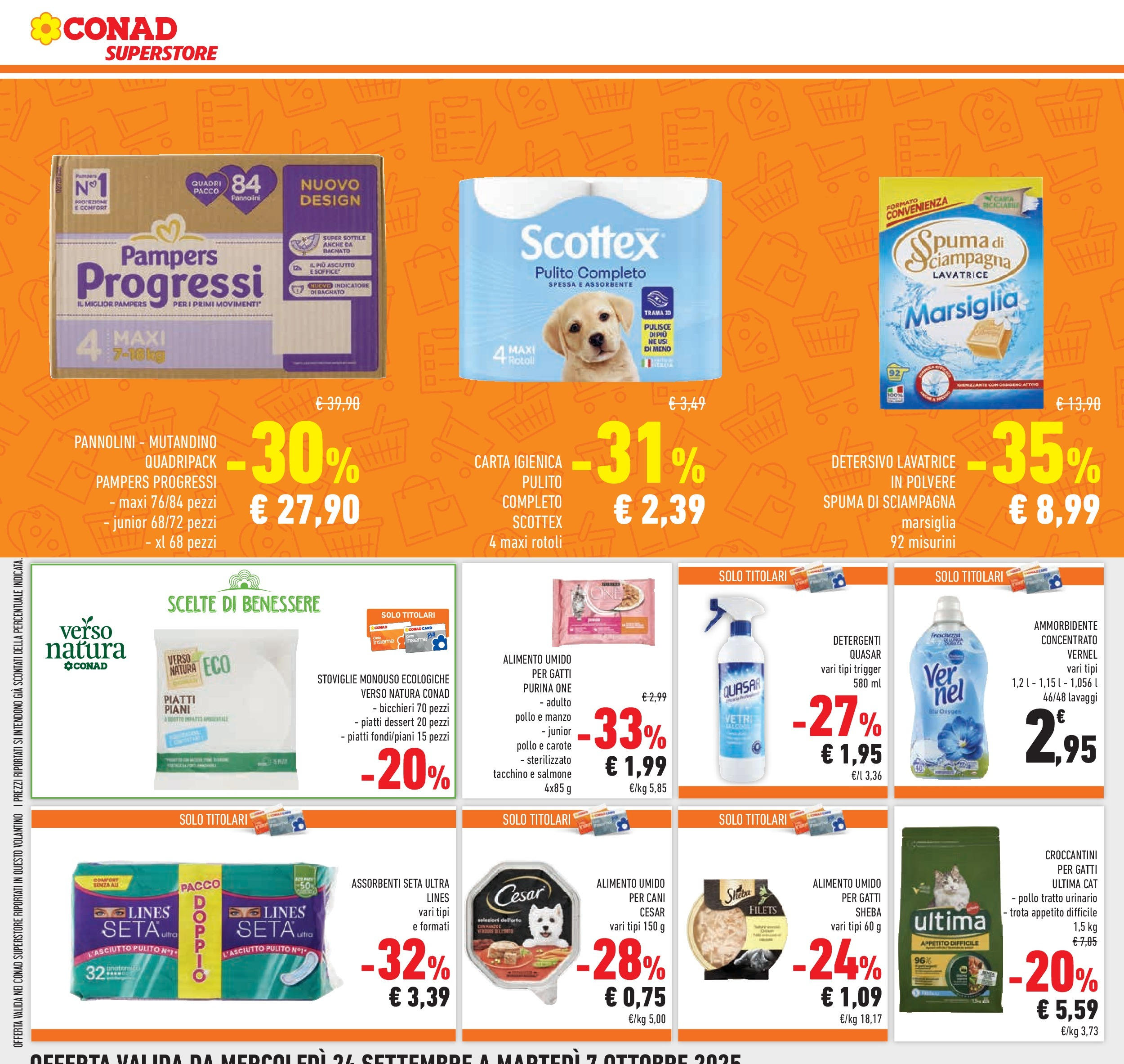 Volantino Conad dal 23/09/2025 > Anteprima | Pagina: 20 | Prodotti: Pannolini, Salmone, Manzo, Trota
