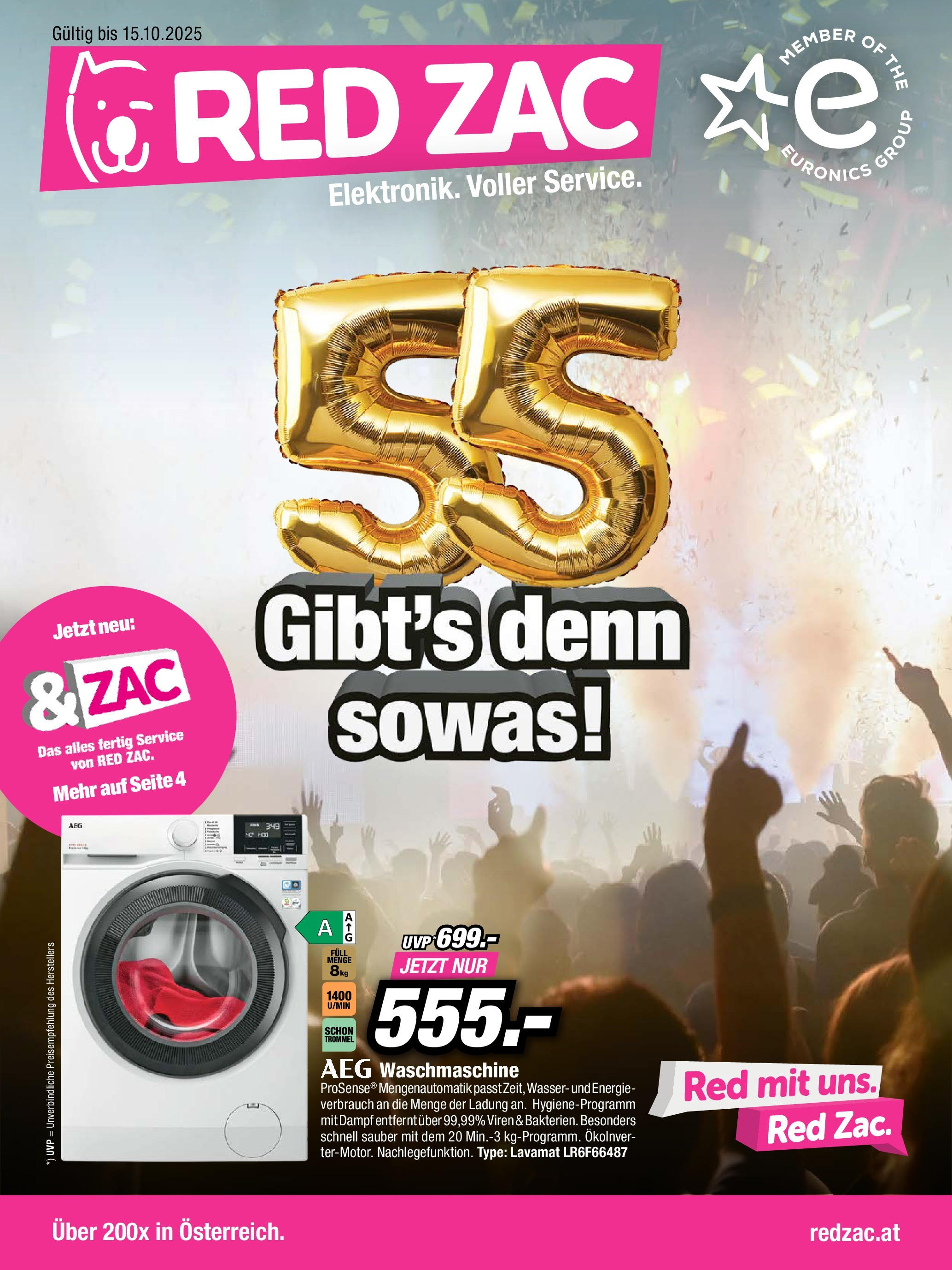 RED ZAC Elektronik Kufstein, Ellmau von 01.10.2025 - Aktuelle Angebote | Seite: 1 | Produkte: Wasser, Waschmaschine