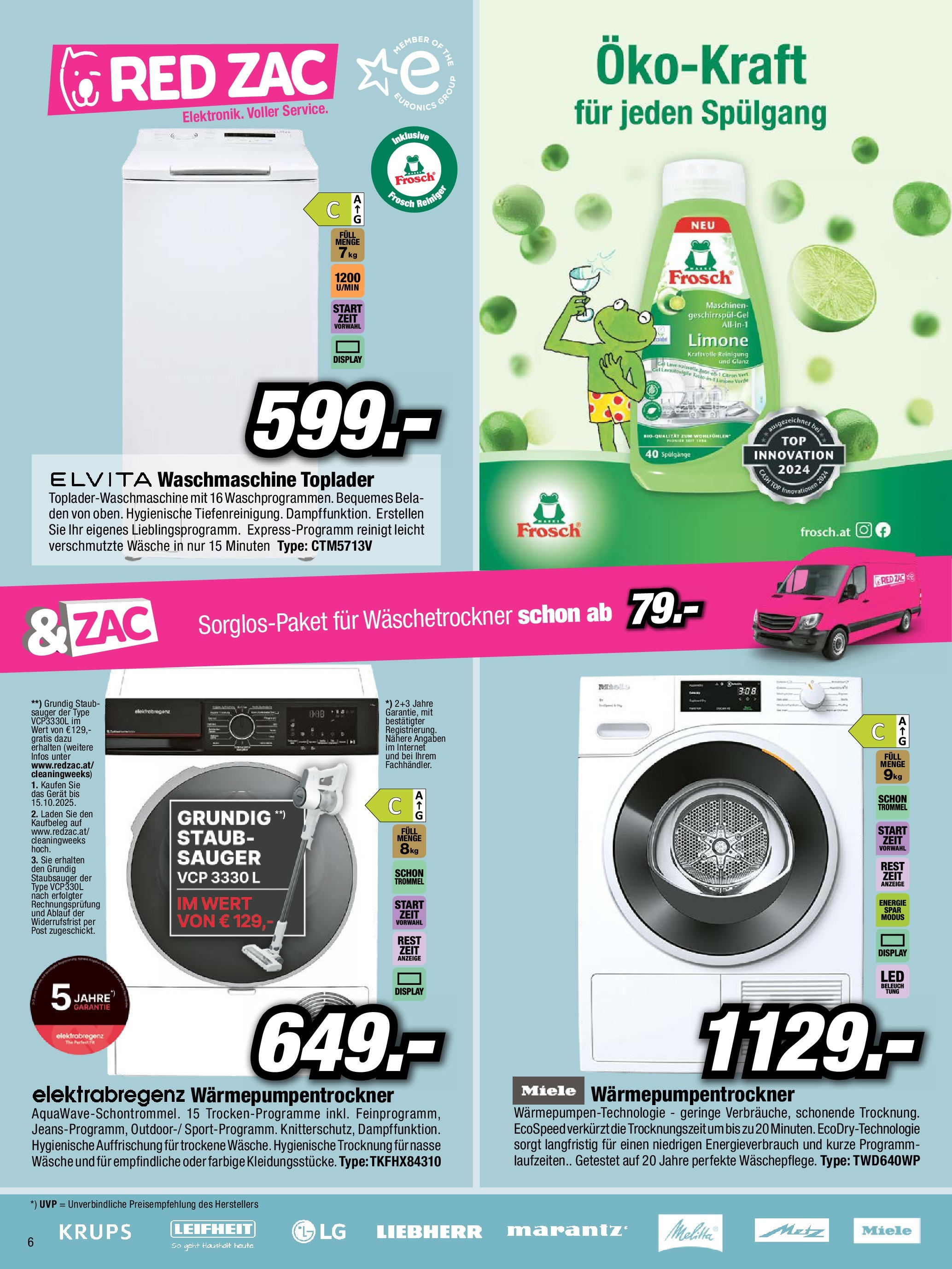 RED ZAC Elektronik Kufstein, Ellmau von 01.10.2025 - Aktuelle Angebote | Seite: 6 | Produkte: Waschmaschine, Staubsauger