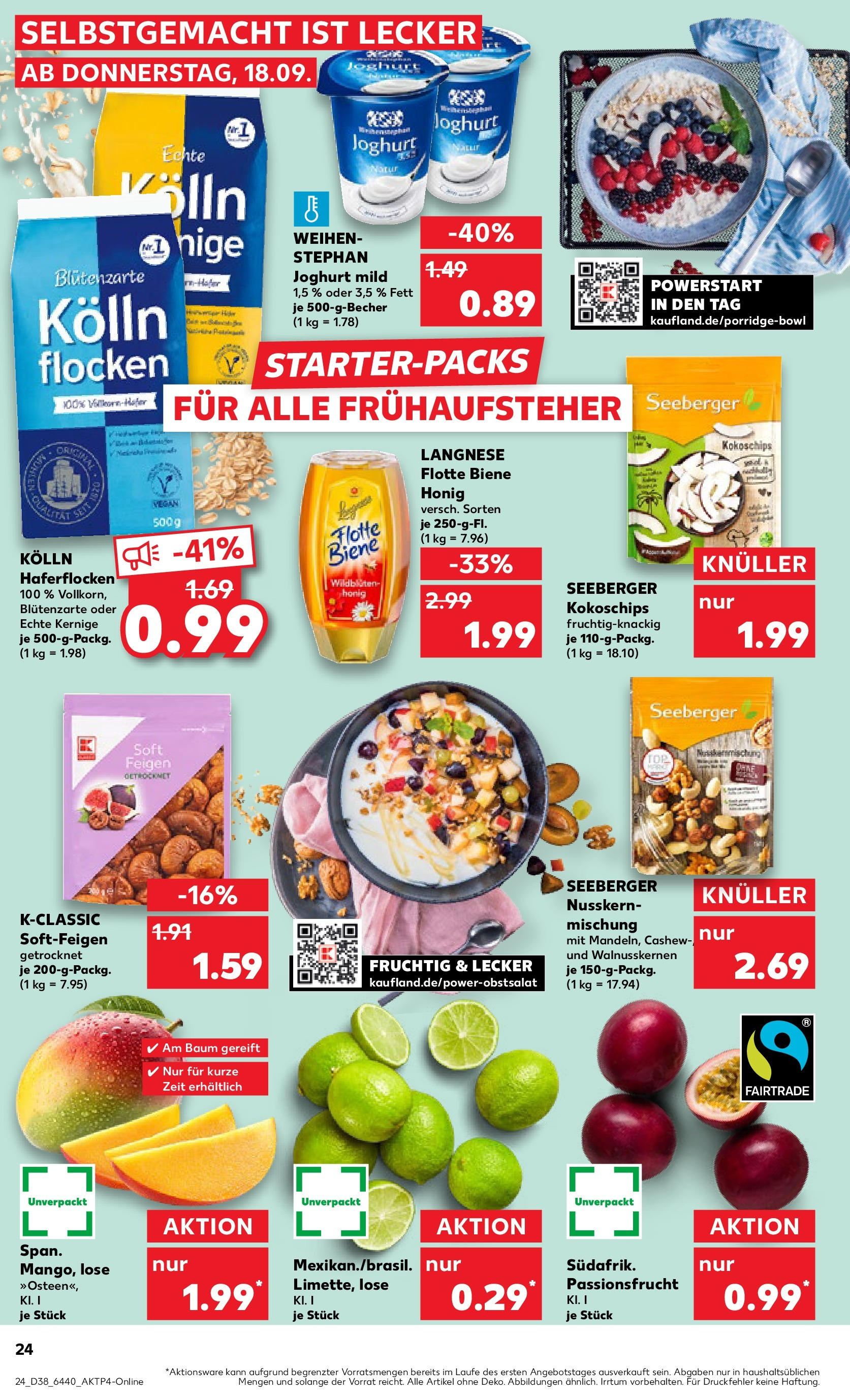 Prospekt Kaufland ab 21.09.2025 » Angebote und Werbung Online | Seite: 24 | Produkte: Kolln, Joghurt, Brot, Flocken Prospekt Kaufland ab 21.09.2025 » Angebote Online zum Blättern | Seite: 24 | Produkte: Kolln, Joghurt, Brot, Flocken