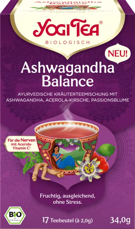 YOGI TEA Kräutertee "Ashwagandha Balance" mit Ashwagandha, Acerola-Kirsche & Passionsblume (17 Beutel)