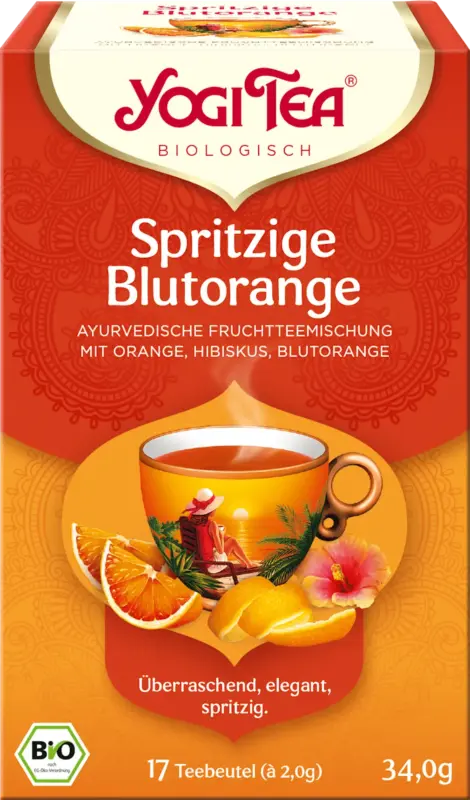YOGI TEA Früchtetee "Spritzige Blutorange" mit Orange, Hibiskus & Blutorange (17 Beutel)