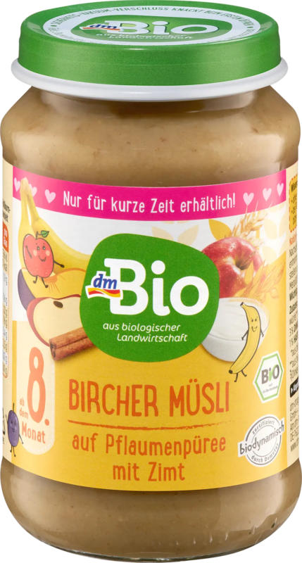 dmBio Frucht & Getreide Bircher Müsli Pflaume, Zimt ab dem 8. Monat
