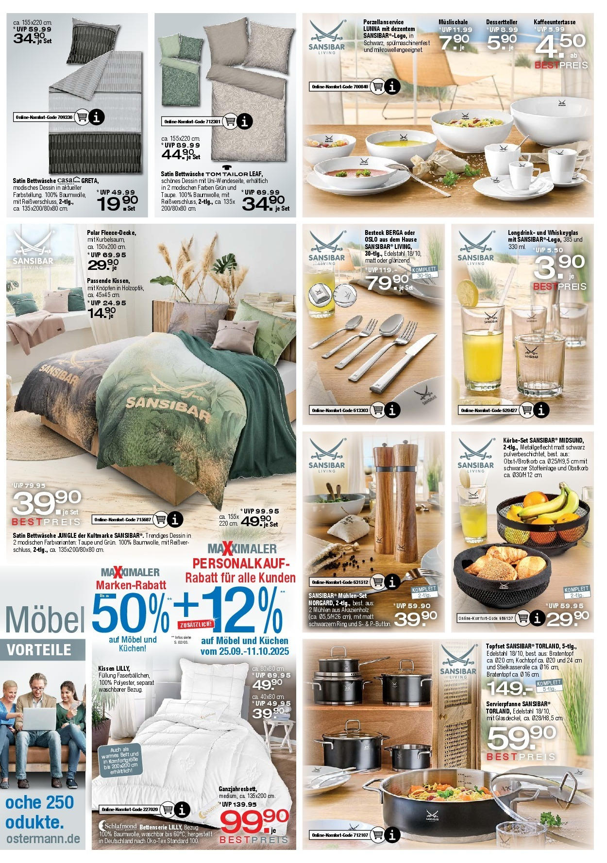 Ostermann - Möbel Ostermann: Neue Möbel wirken Wunder. (ab 24.09.2025) zum Blättern | Seite: 2 | Produkte: Kissen, Bettwäsche, Kuchen