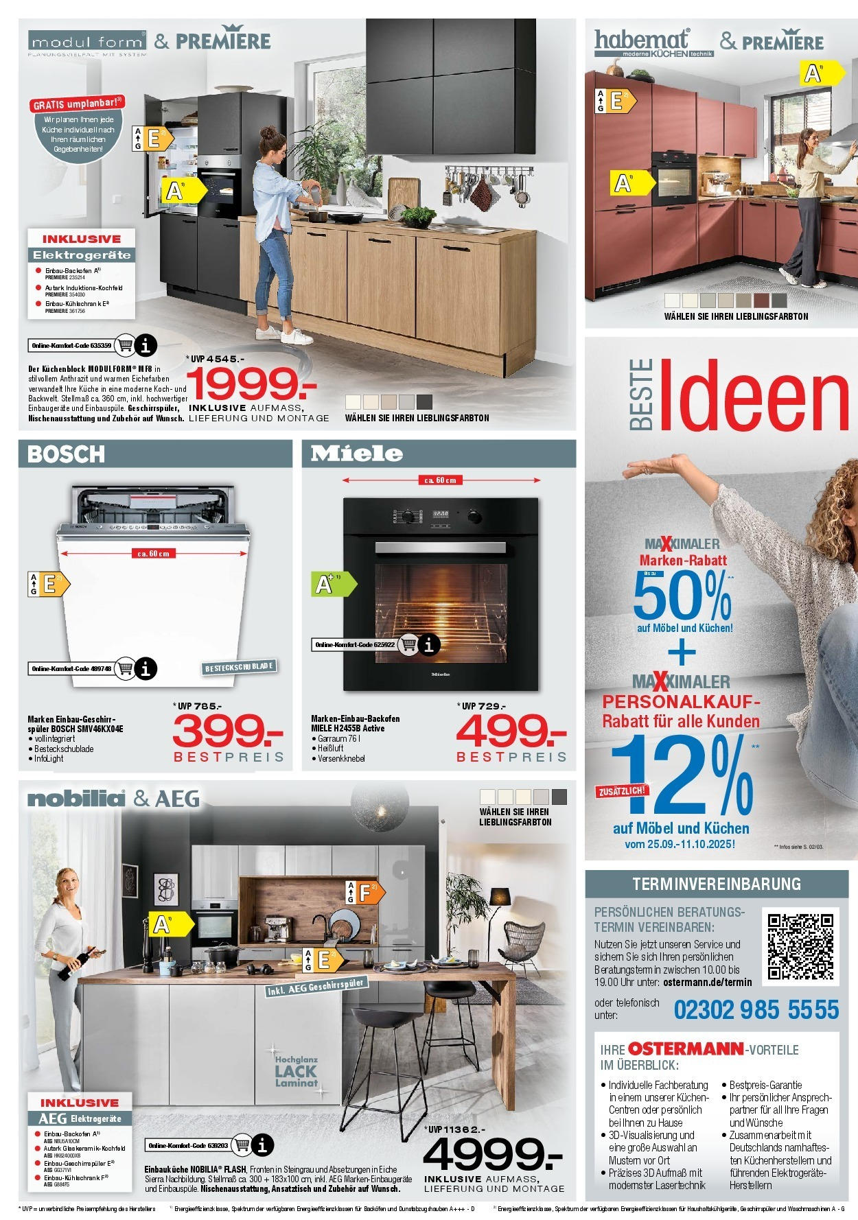 Ostermann - Möbel Ostermann: Neue Möbel wirken Wunder. (ab 24.09.2025) zum Blättern | Seite: 9 | Produkte: Miele, AEG, Geschirrspüler, Kuchen