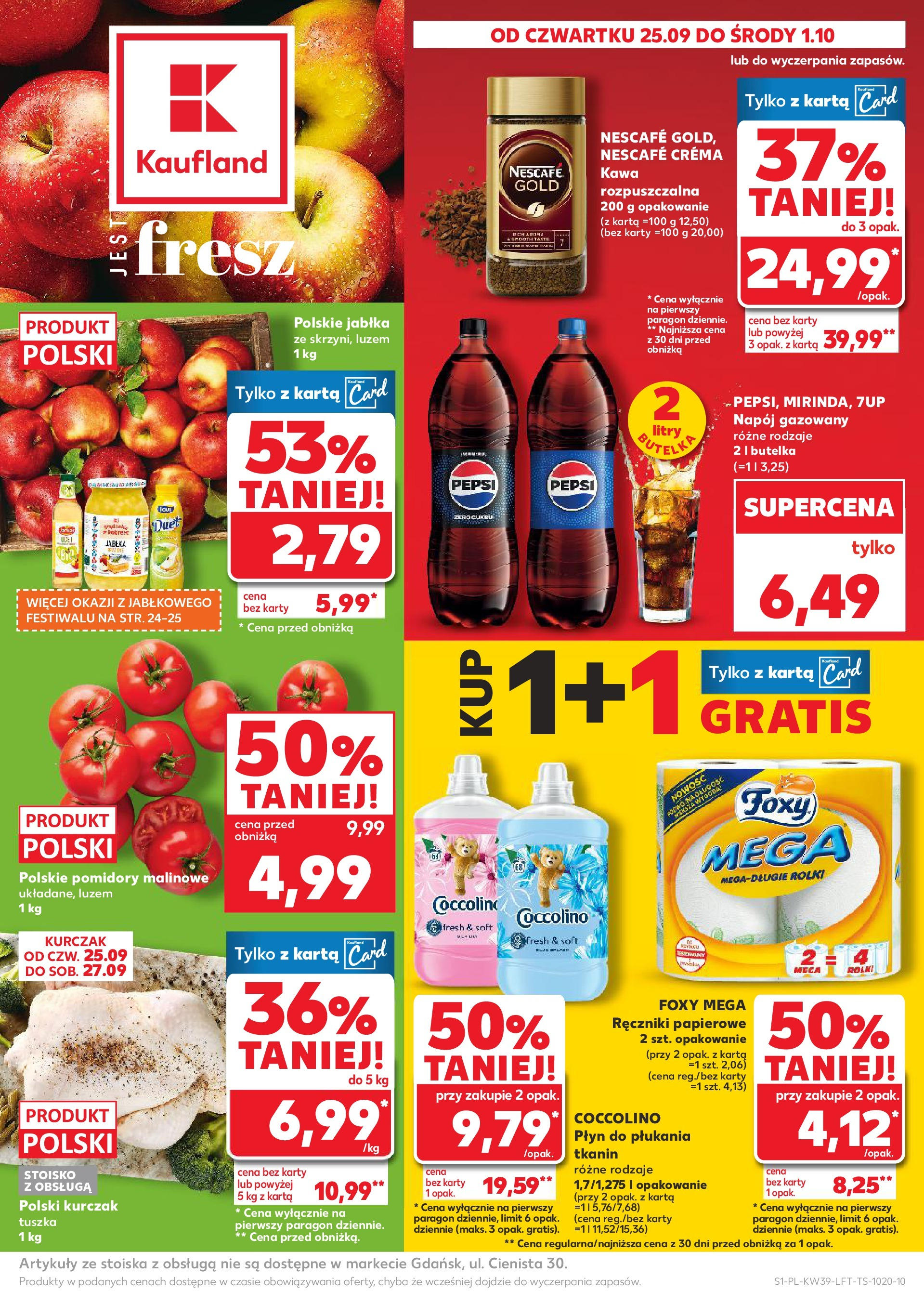 Kaufland gazetka od 25.09.2025 - od jutra PDF | Strona: 1 | Produkty: Karta, Pomidory malinowe, Kawa, Pomidory