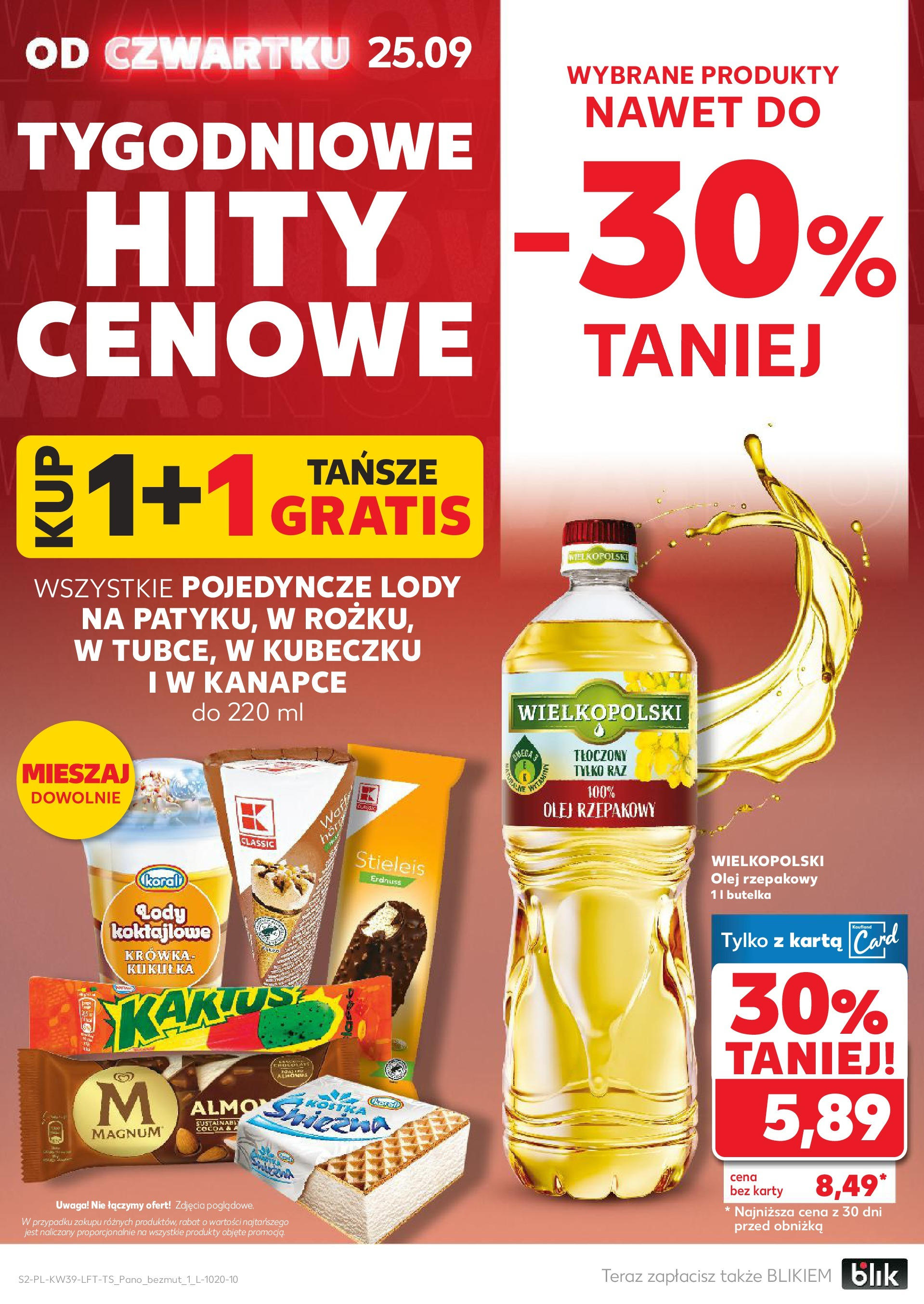 Kaufland gazetka od 25.09.2025 - od jutra PDF | Strona: 2 | Produkty: Karta, Olej rzepakowy, Olej, Lody