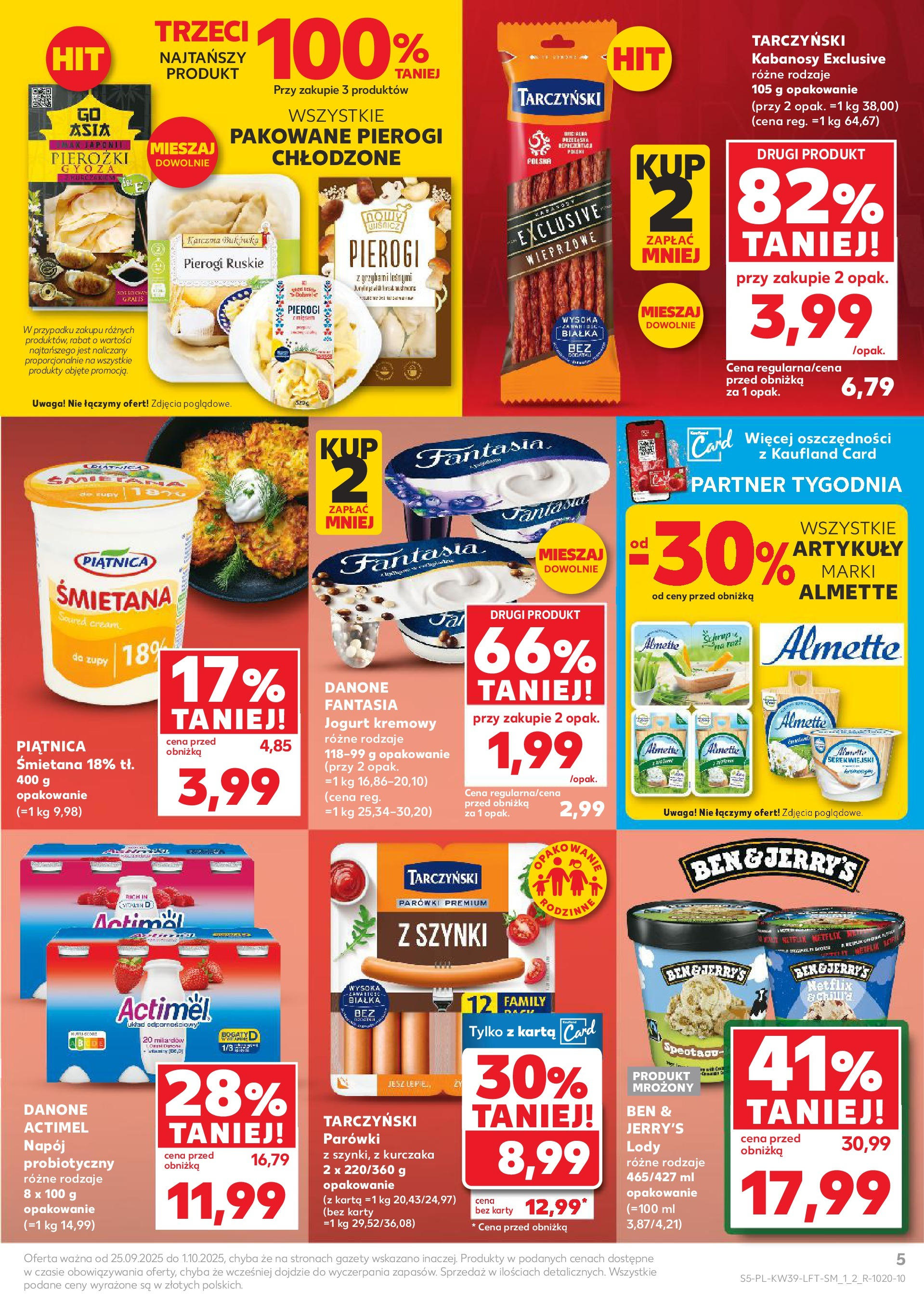 Kaufland gazetka od 25.09.2025 - od jutra PDF | Strona: 5 | Produkty: Gyoza, Jogurt, Lody, Jogurt kremowy