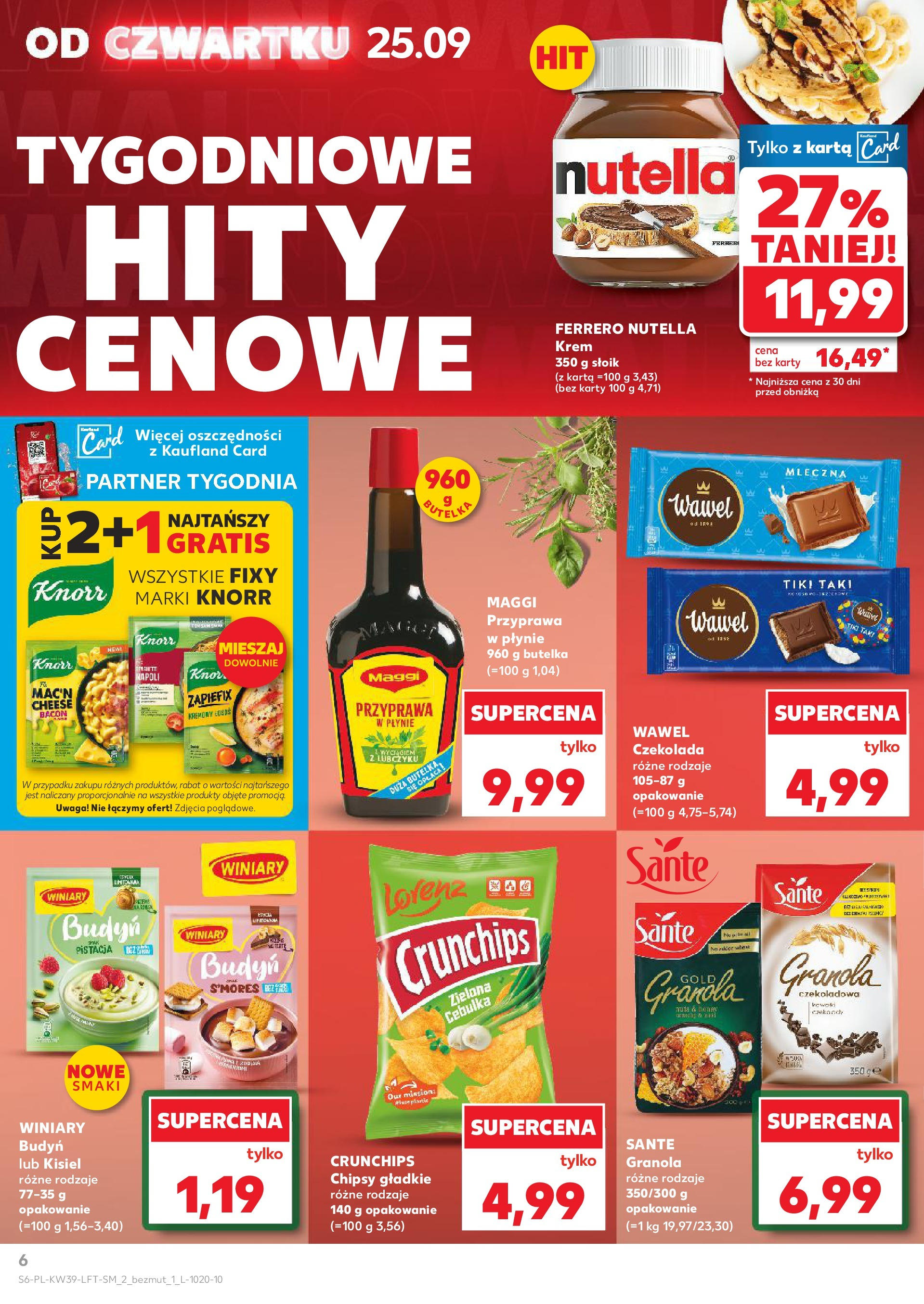 Kaufland gazetka od 25.09.2025 - od jutra PDF | Strona: 6 | Produkty: Karta, Chipsy, Czekolada, Krem