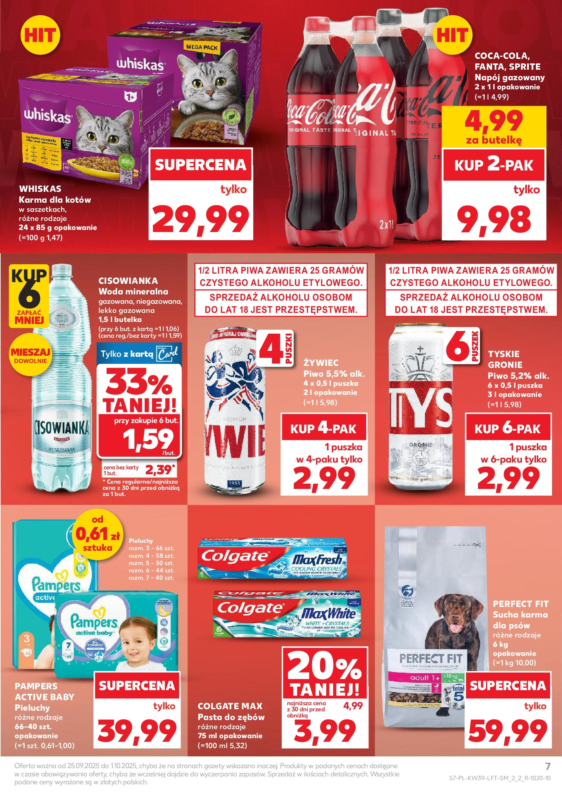 Kaufland gazetka od 25.09.2025 - od jutra PDF | Strona: 7 | Produkty: Karta, Sprite, Pampers, Piwo