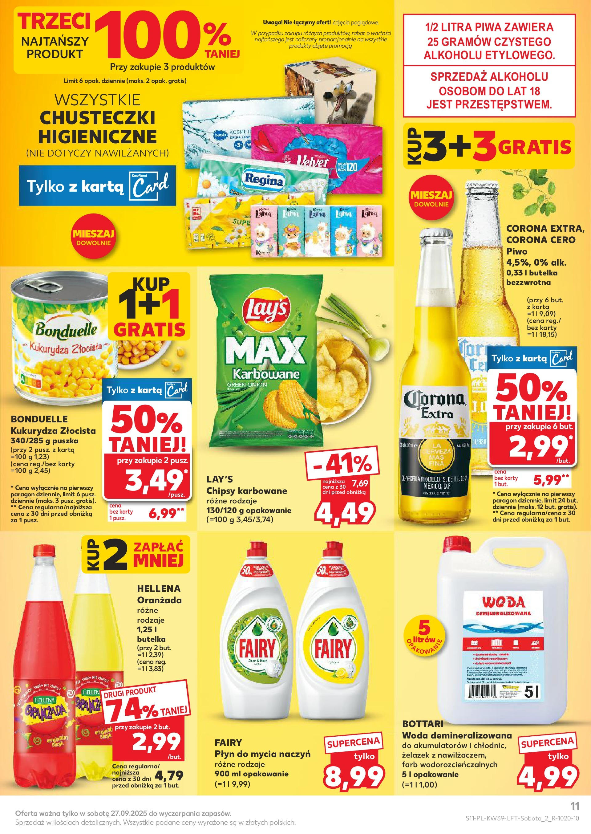 Kaufland gazetka od 25.09.2025 - od jutra PDF | Strona: 11 | Produkty: Karta, Chipsy, Kukurydza, Woda