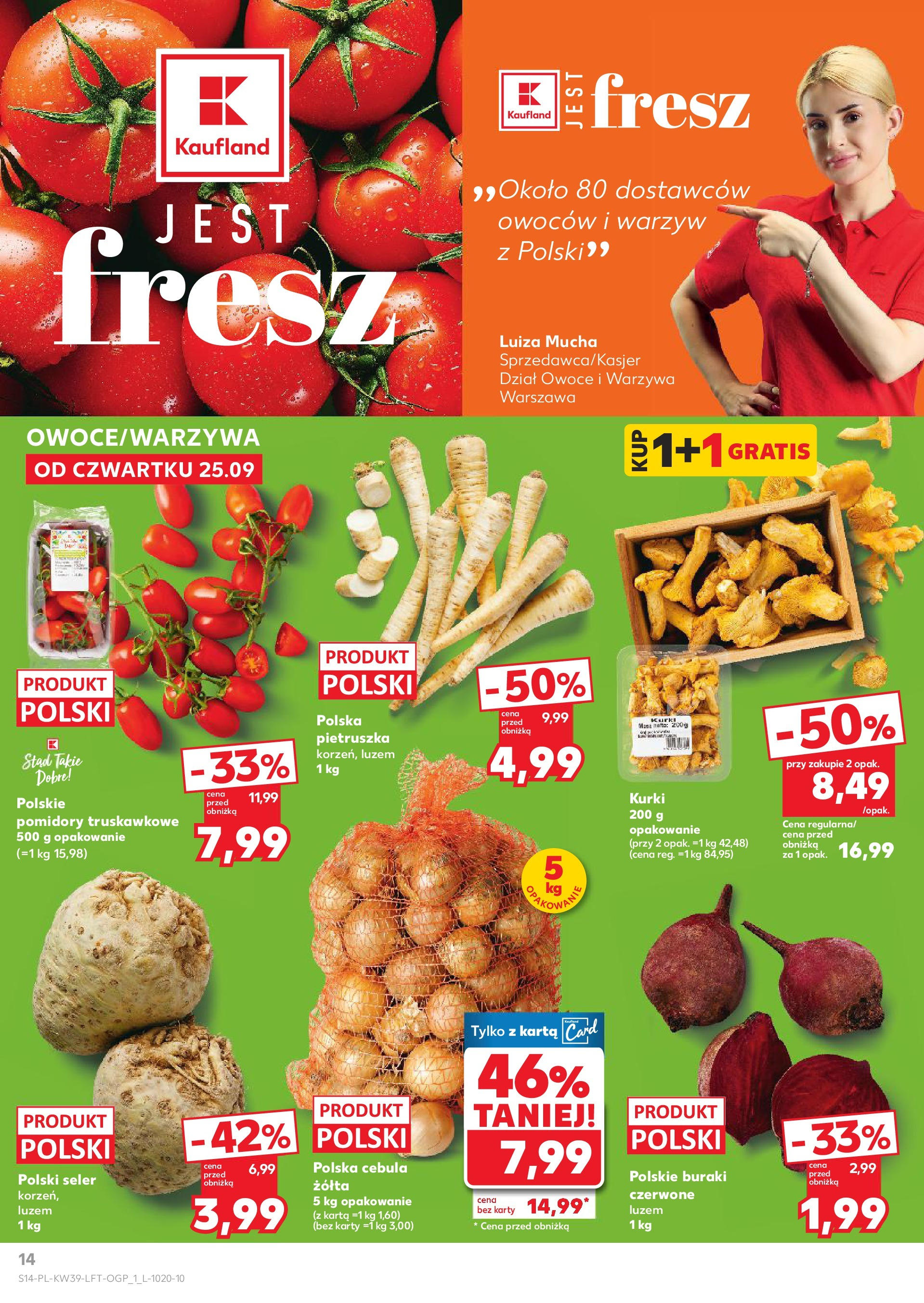 Kaufland gazetka od 25.09.2025 - od jutra PDF | Strona: 14 | Produkty: Karta, Buraki, Pomidory, Warzywa