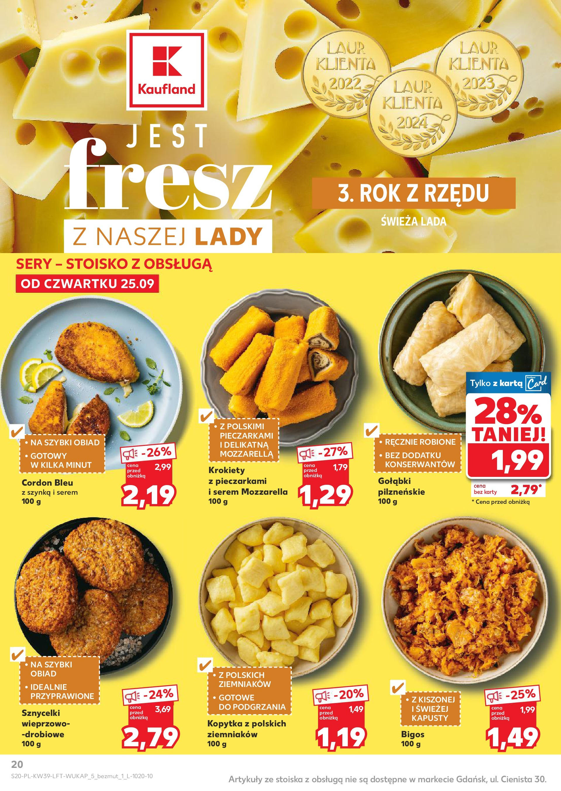 Kaufland gazetka od 25.09.2025 - od jutra PDF | Strona: 20 | Produkty: Karta, Krokiety, Szynka, Sery