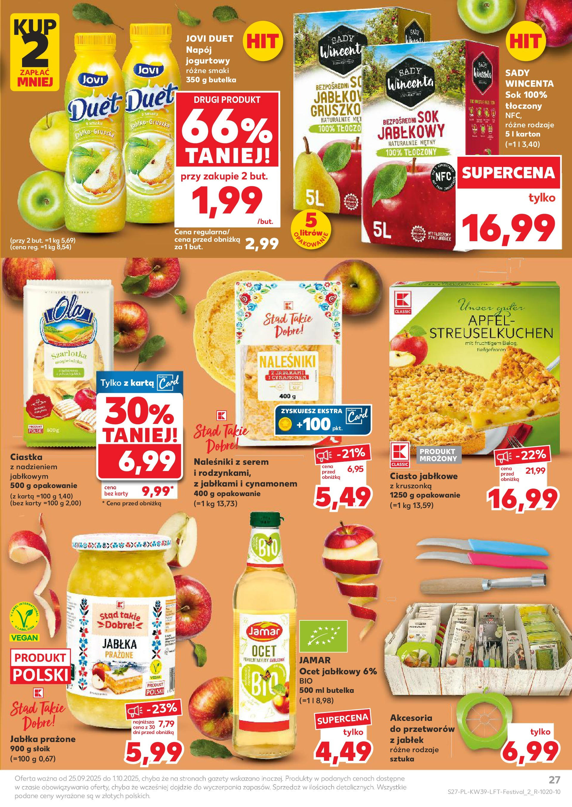 Kaufland gazetka od 25.09.2025 - od jutra PDF | Strona: 27 | Produkty: Ocet, Jabłka prażone, Sok, Ciastka