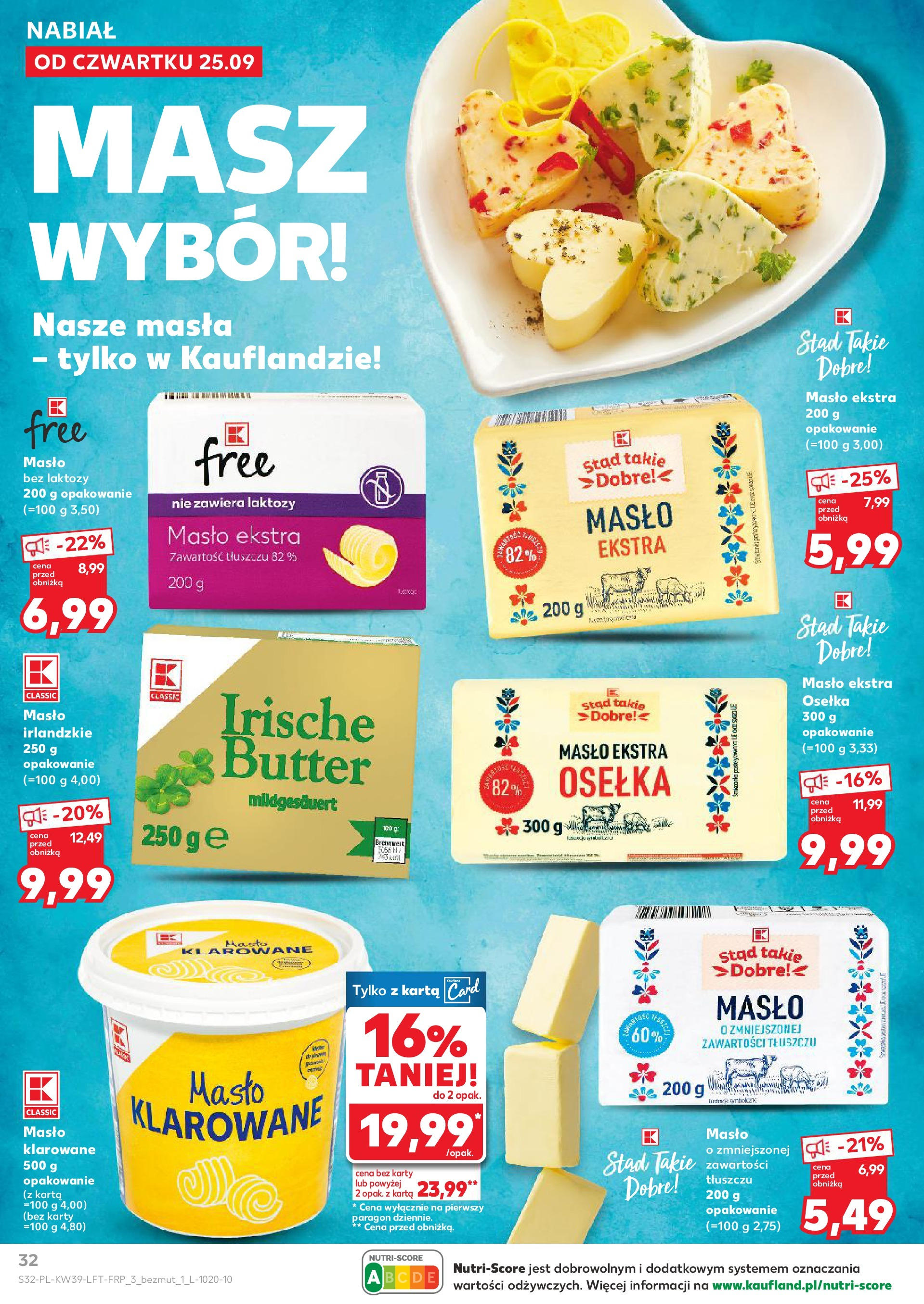 Kaufland gazetka od 25.09.2025 - od jutra PDF | Strona: 32 | Produkty: Karta, Osełka, Masło klarowane, Masło