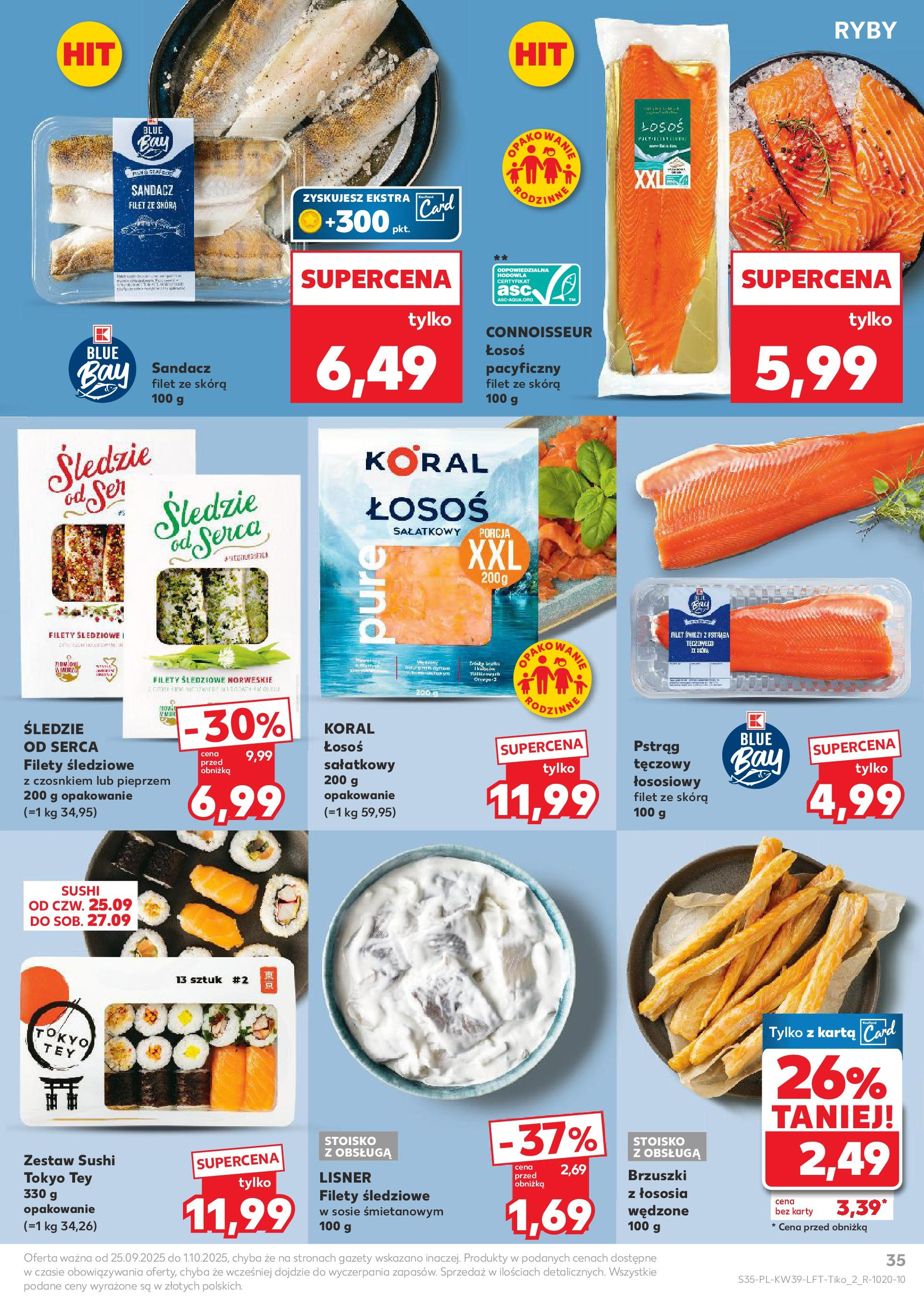 Kaufland gazetka od 25.09.2025 - od jutra PDF | Strona: 35 | Produkty: Sandacz, Pstrąg, Ryby, Zestaw sushi