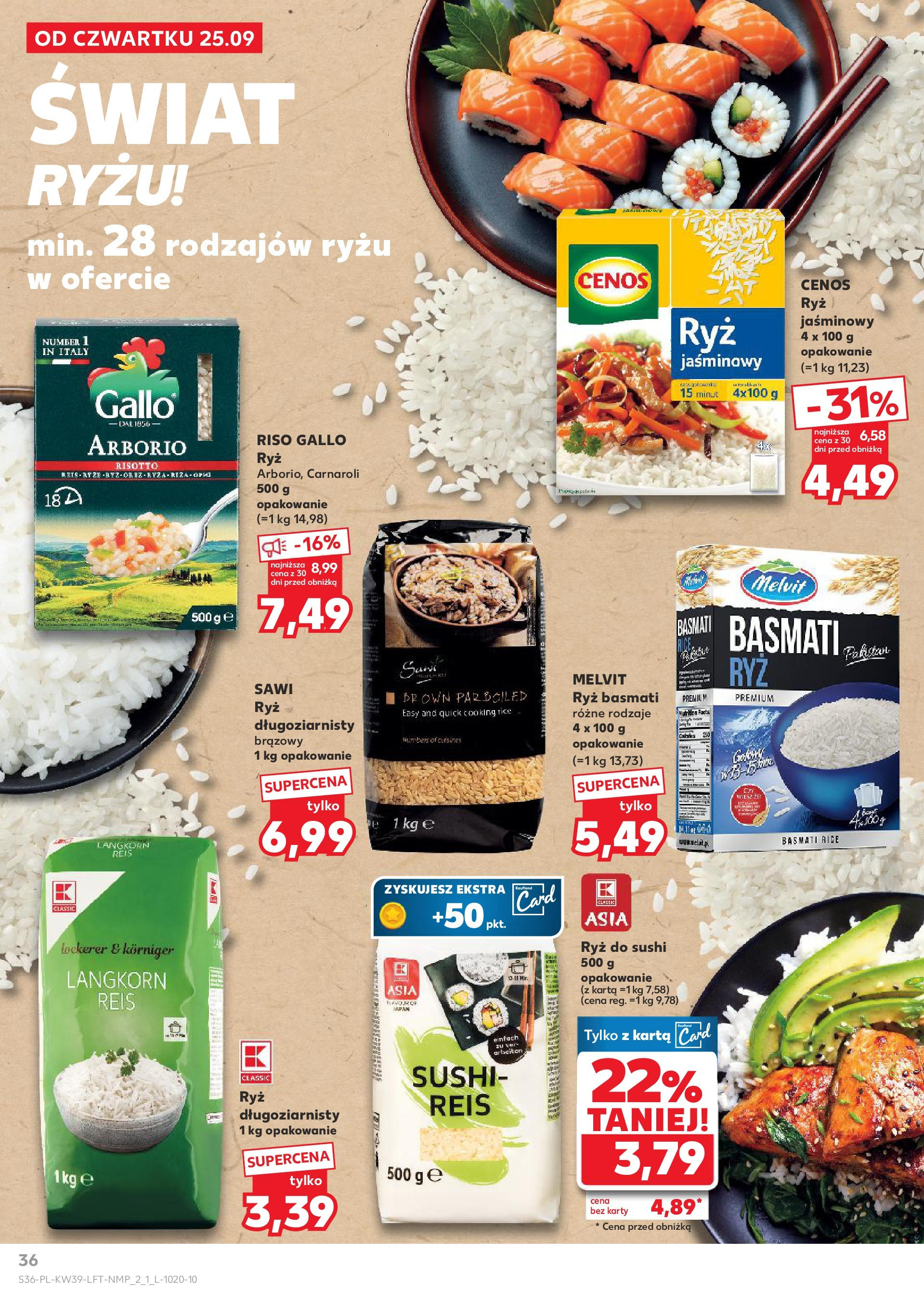 Kaufland gazetka od 25.09.2025 - od jutra PDF | Strona: 36 | Produkty: Karta, Sushi, Ryż, Ryż basmati