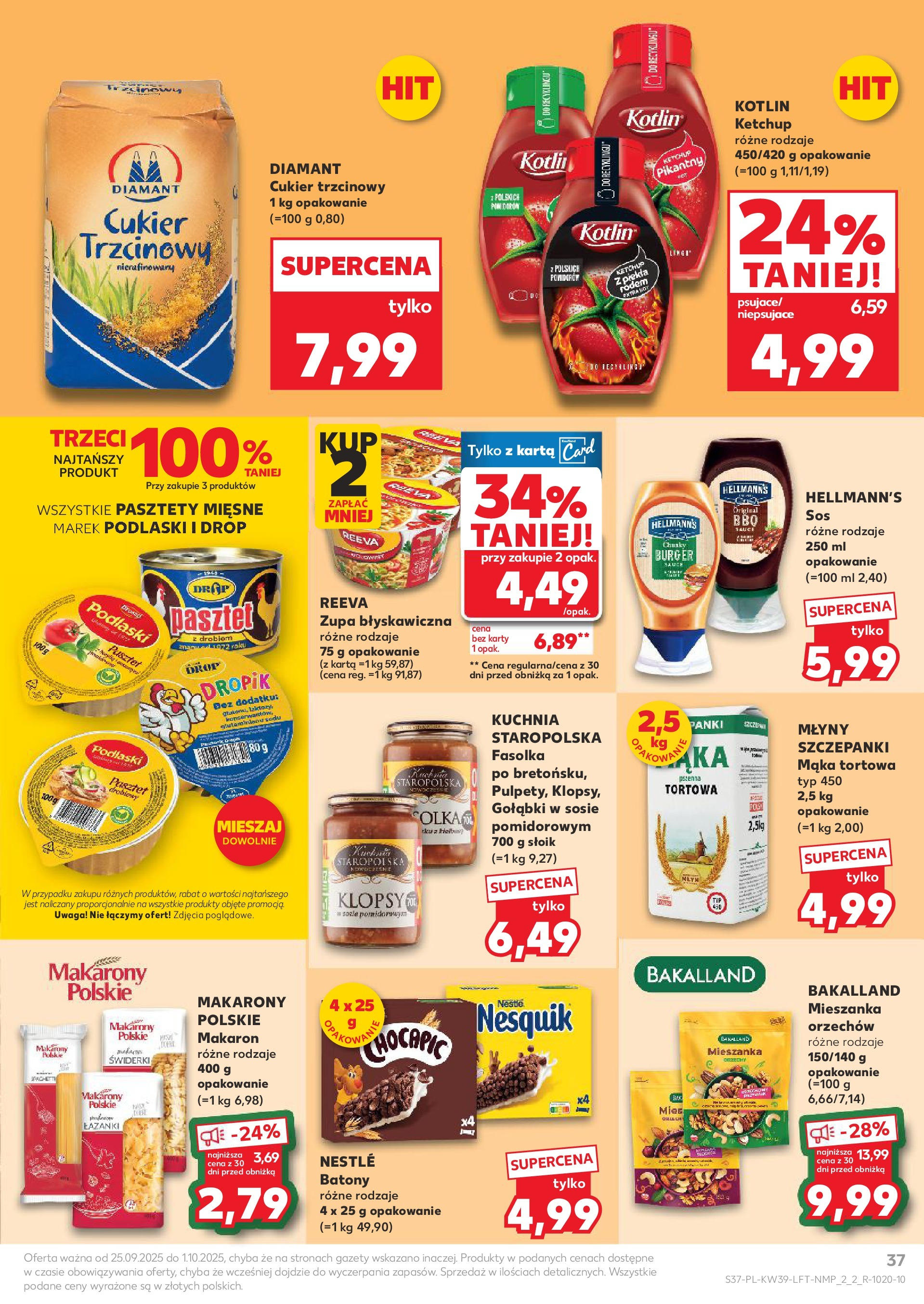 Kaufland gazetka od 25.09.2025 - od jutra PDF | Strona: 37 | Produkty: Karta, Cukier trzcinowy, Makaron, Cukier