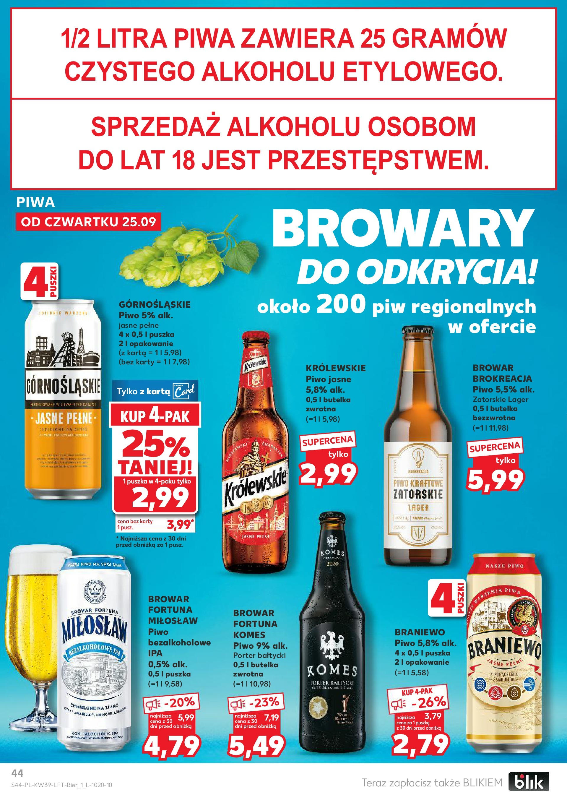 Kaufland gazetka od 25.09.2025 - od jutra PDF | Strona: 44 | Produkty: Karta, Piwo