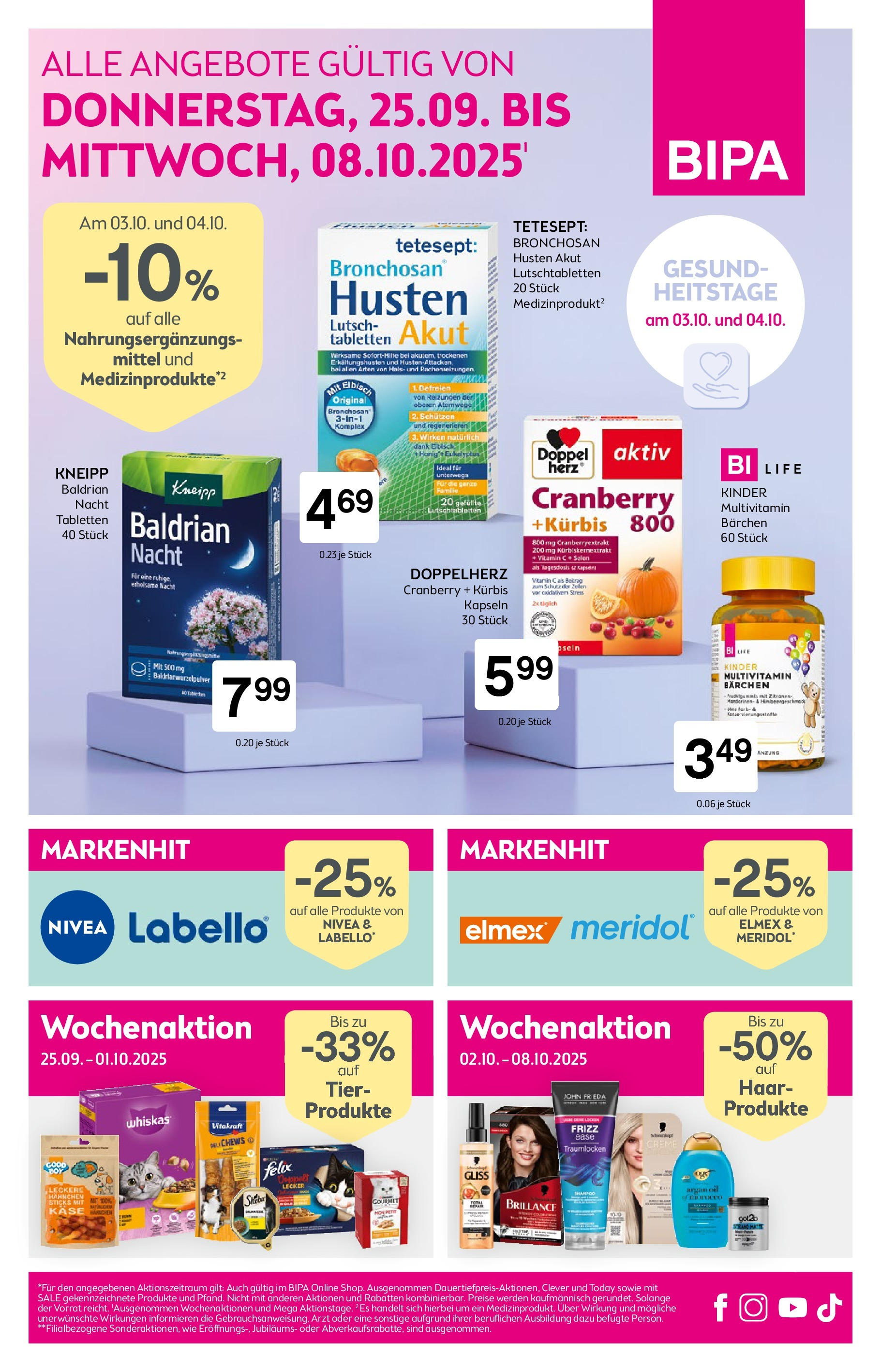Bipa Frohnleiten von 25.09.2025 - Aktuelle Angebote | Seite: 1 | Produkte: Kürbis, Shampoo, Käse, Creme