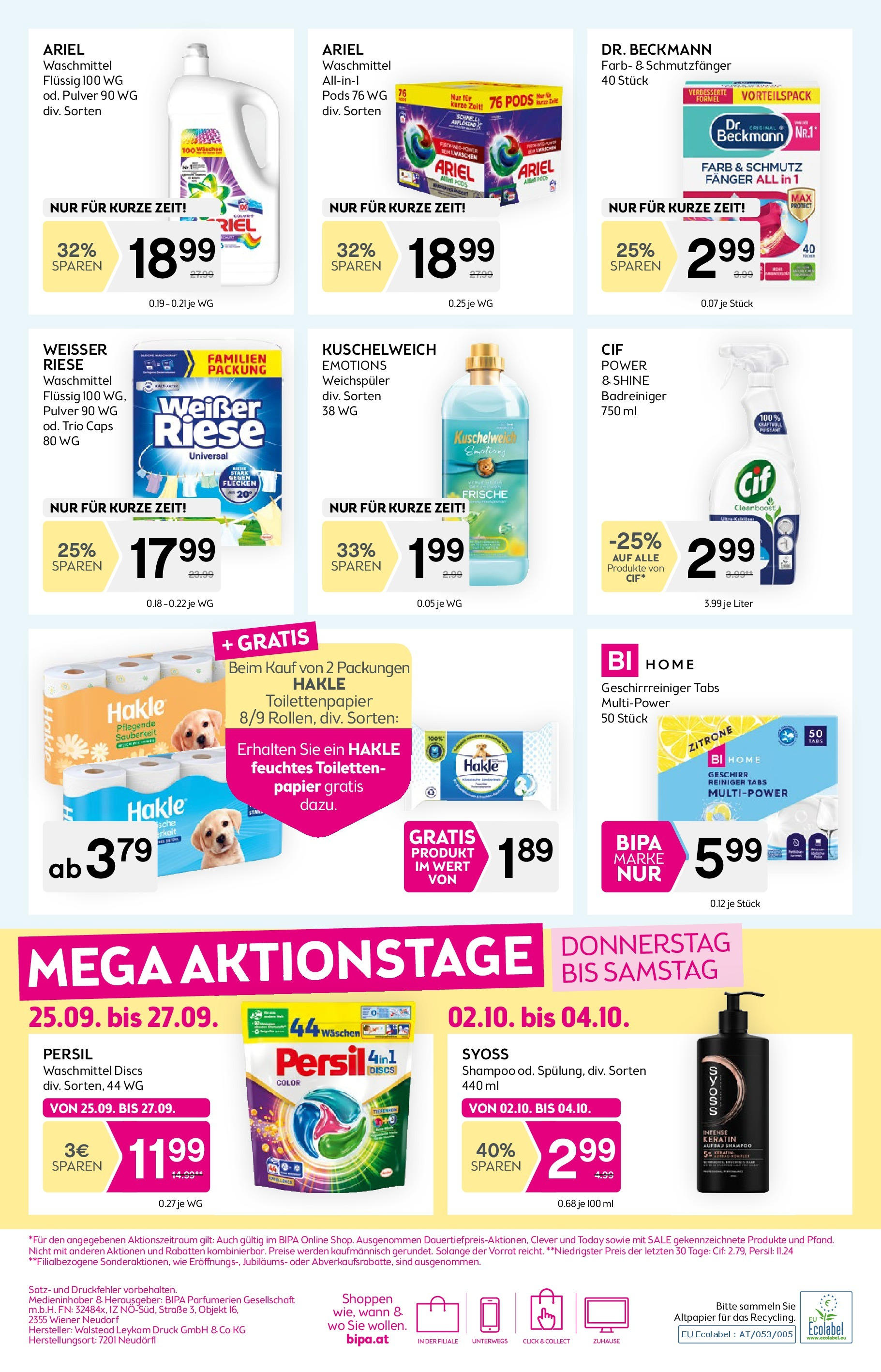 Bipa Frohnleiten von 25.09.2025 - Aktuelle Angebote | Seite: 10 | Produkte: Zitrone, Shampoo, Weichspüler, Waschmittel