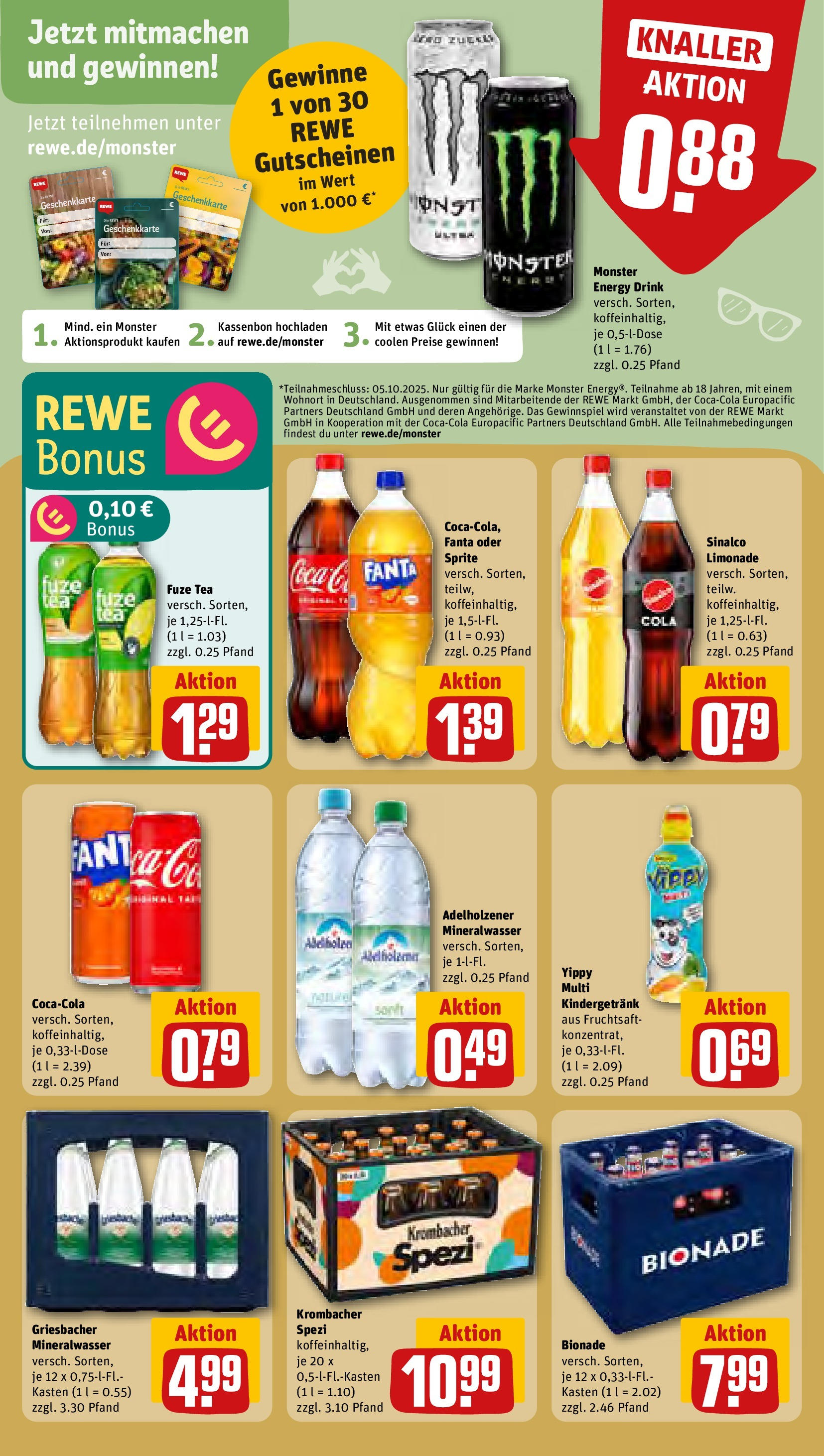 REWE Prospekt ab 22.09.2025 zum Blättern » Angebote | Seite: 18 | Produkte: Sprite, Cola, Bionade, Mineralwasser
