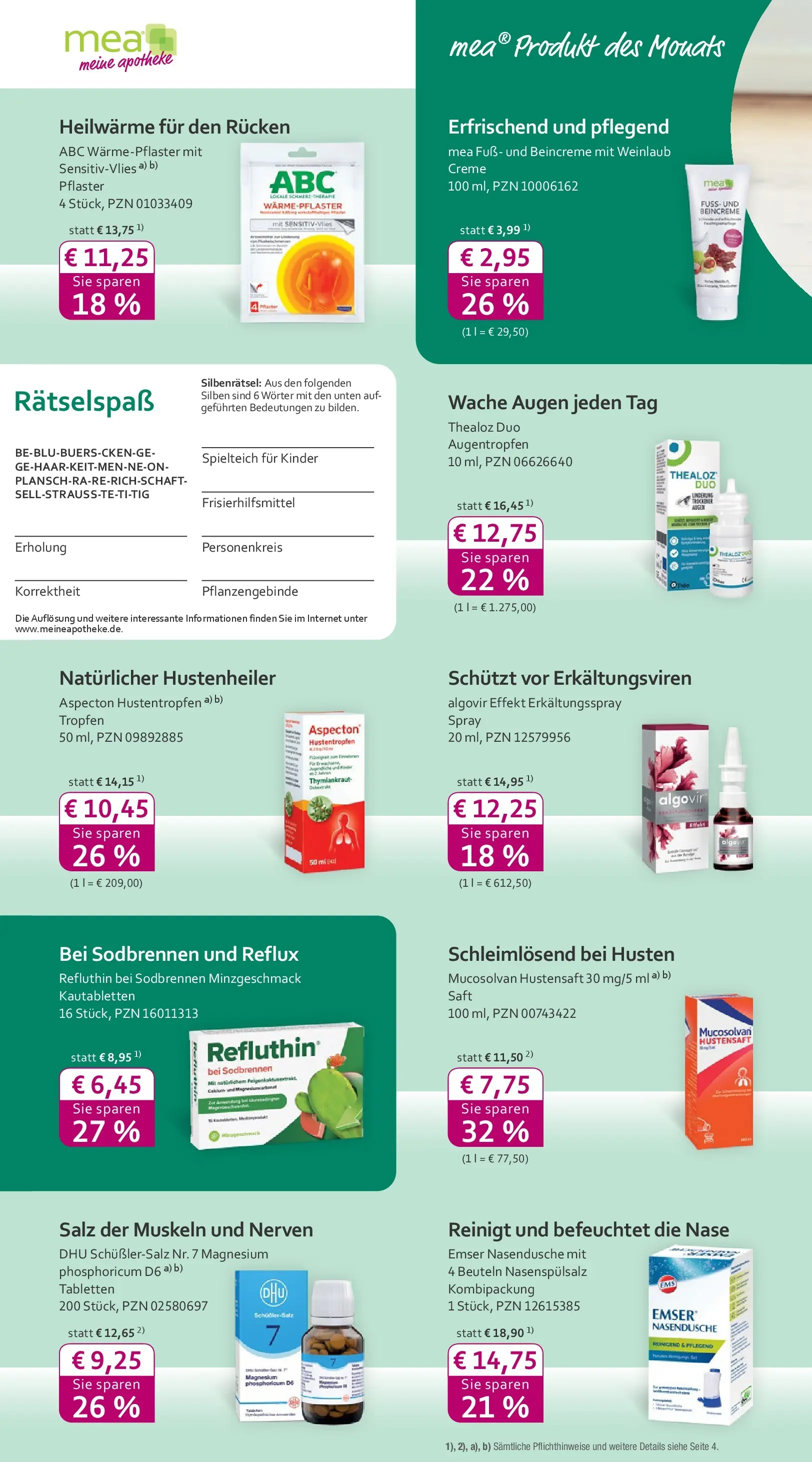 Entdecke - mea Apotheke: Top Angebote im Oktober! (ab 30.09.2025) zum Blättern | Seite: 2 | Produkte: Creme, Salz, Saft