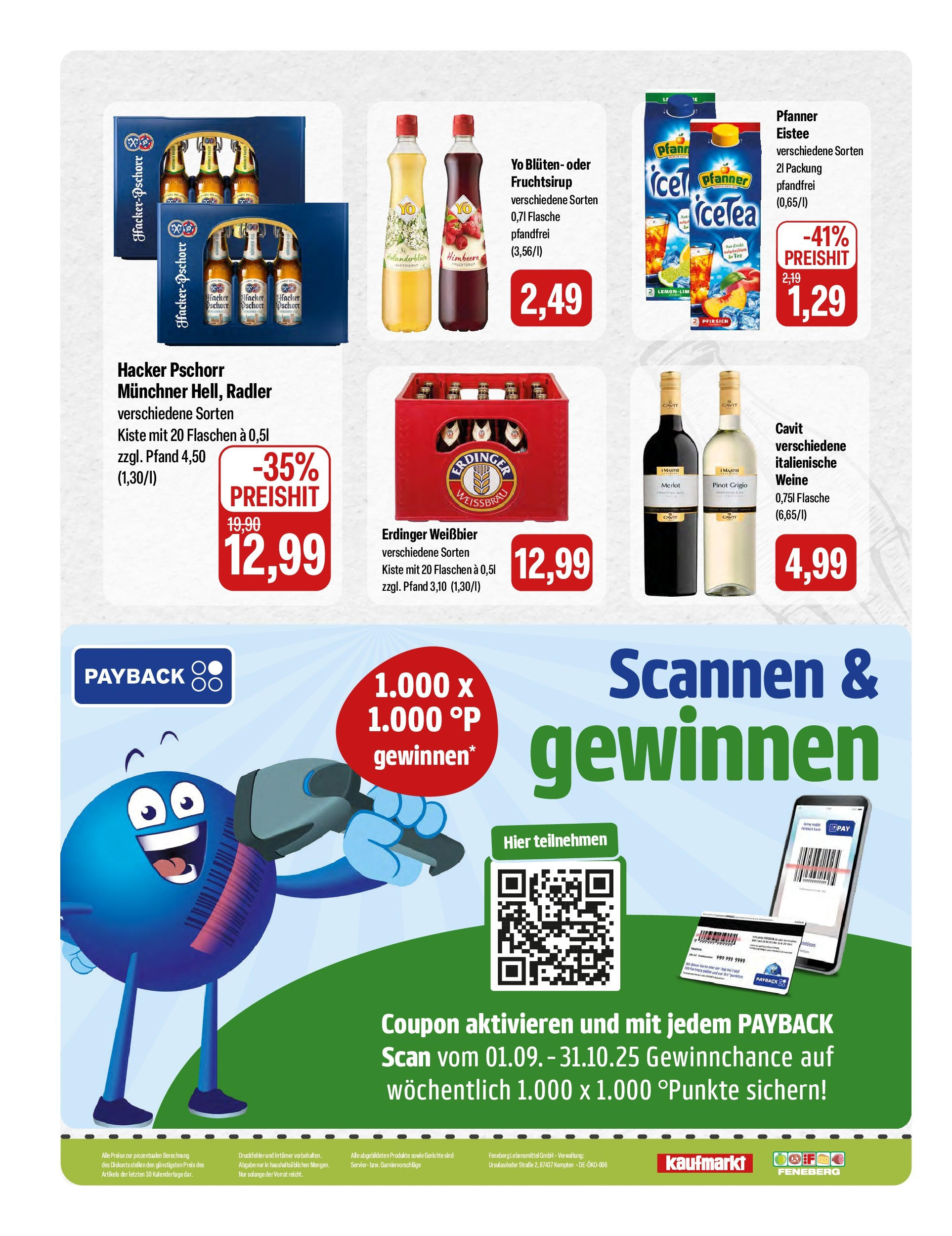 Feneberg Angebote (ab 25.09.2025) zum Blättern | Seite: 16 | Produkte: Weißbier, Merlot, Pfanner eistee, Himbeere