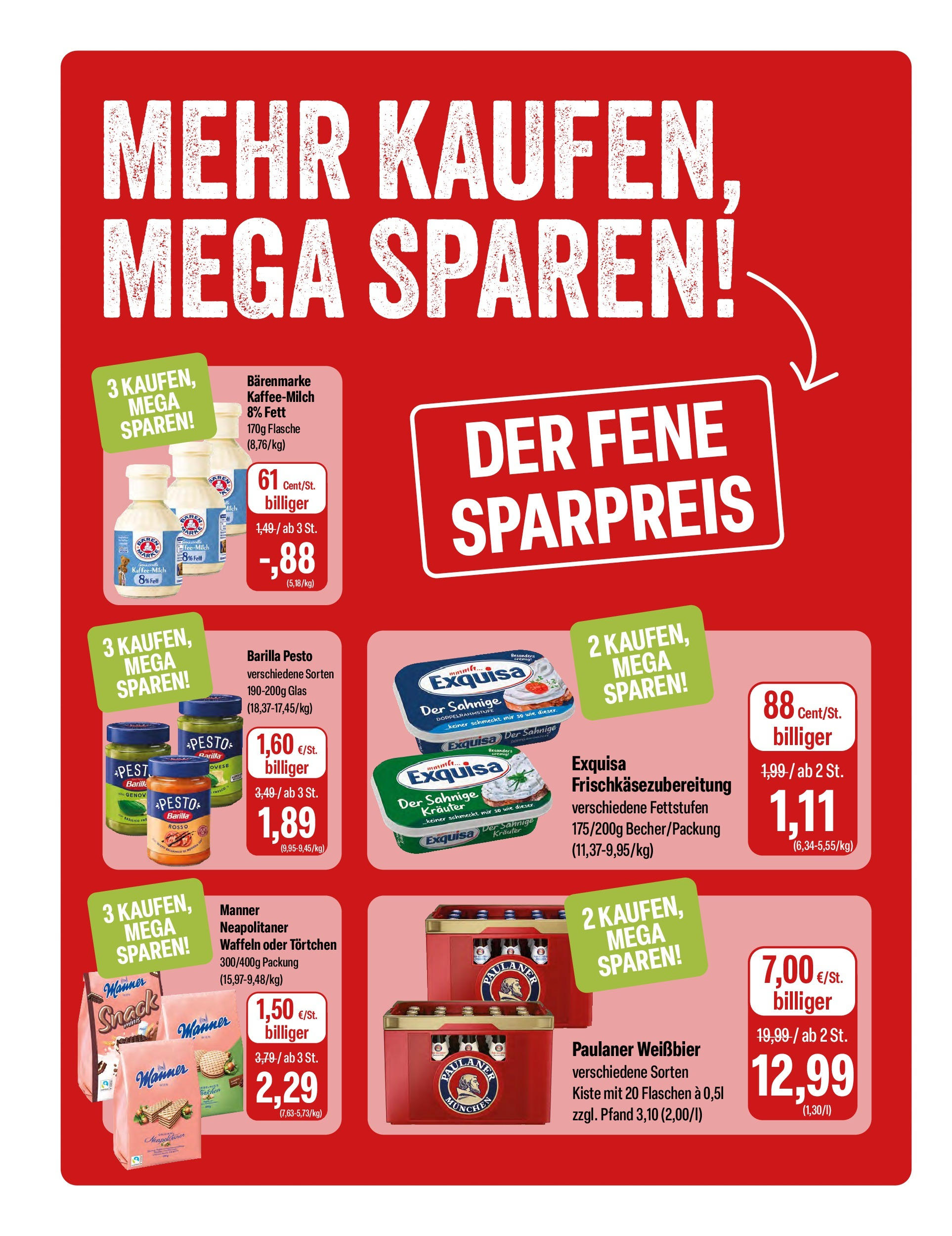 Feneberg Angebote (ab 02.10.2025) zum Blättern | Seite: 10 | Produkte: Milch, Weißbier, Barilla pesto, Exquisa