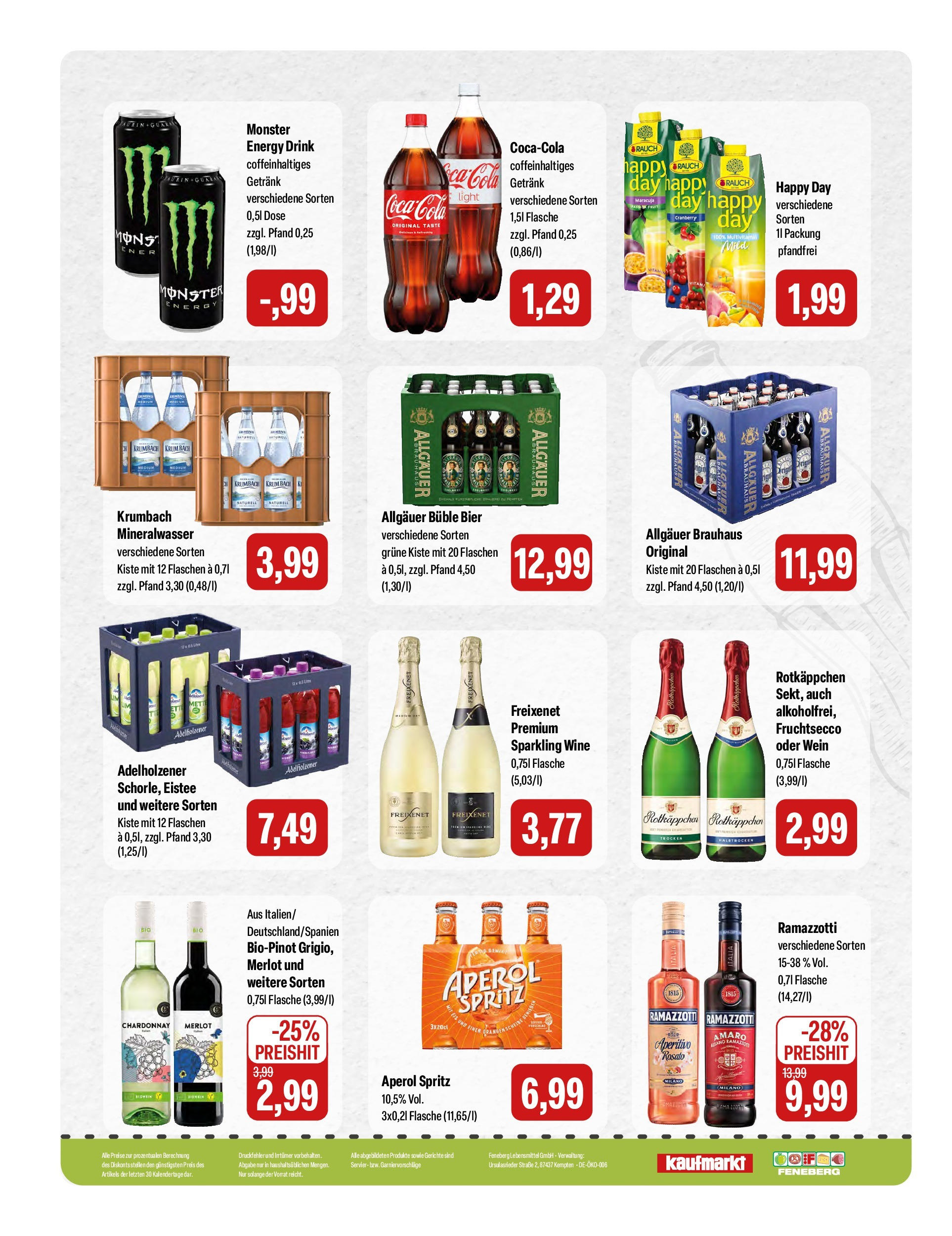 Feneberg Angebote (ab 02.10.2025) zum Blättern | Seite: 16 | Produkte: Energy, Freixenet, Aperol, Ramazzotti