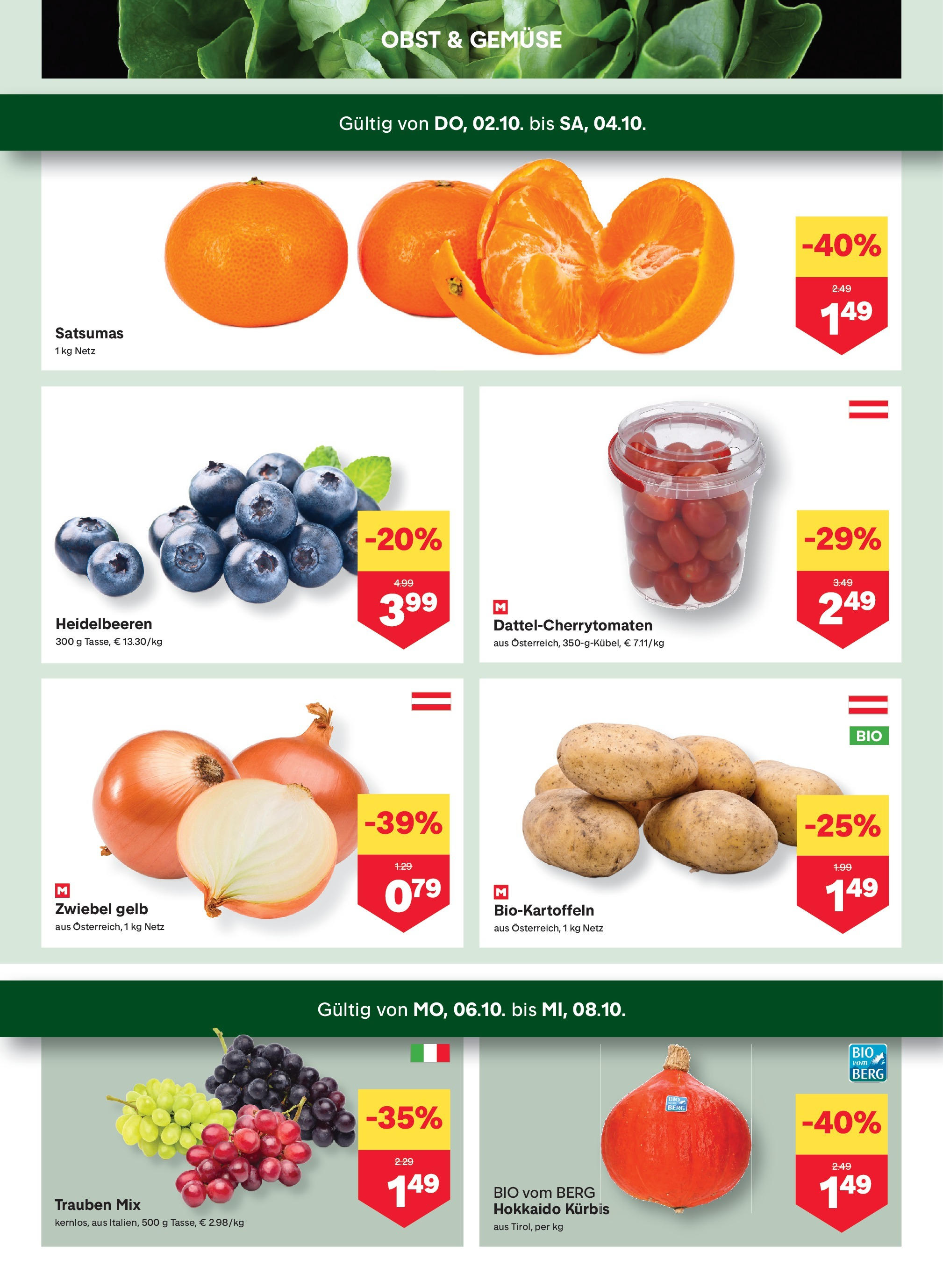 MPREIS Sillian von 02.10.2025 - Aktuelle Angebote | Seite: 2 | Produkte: Gemüse, Obst, Kürbis