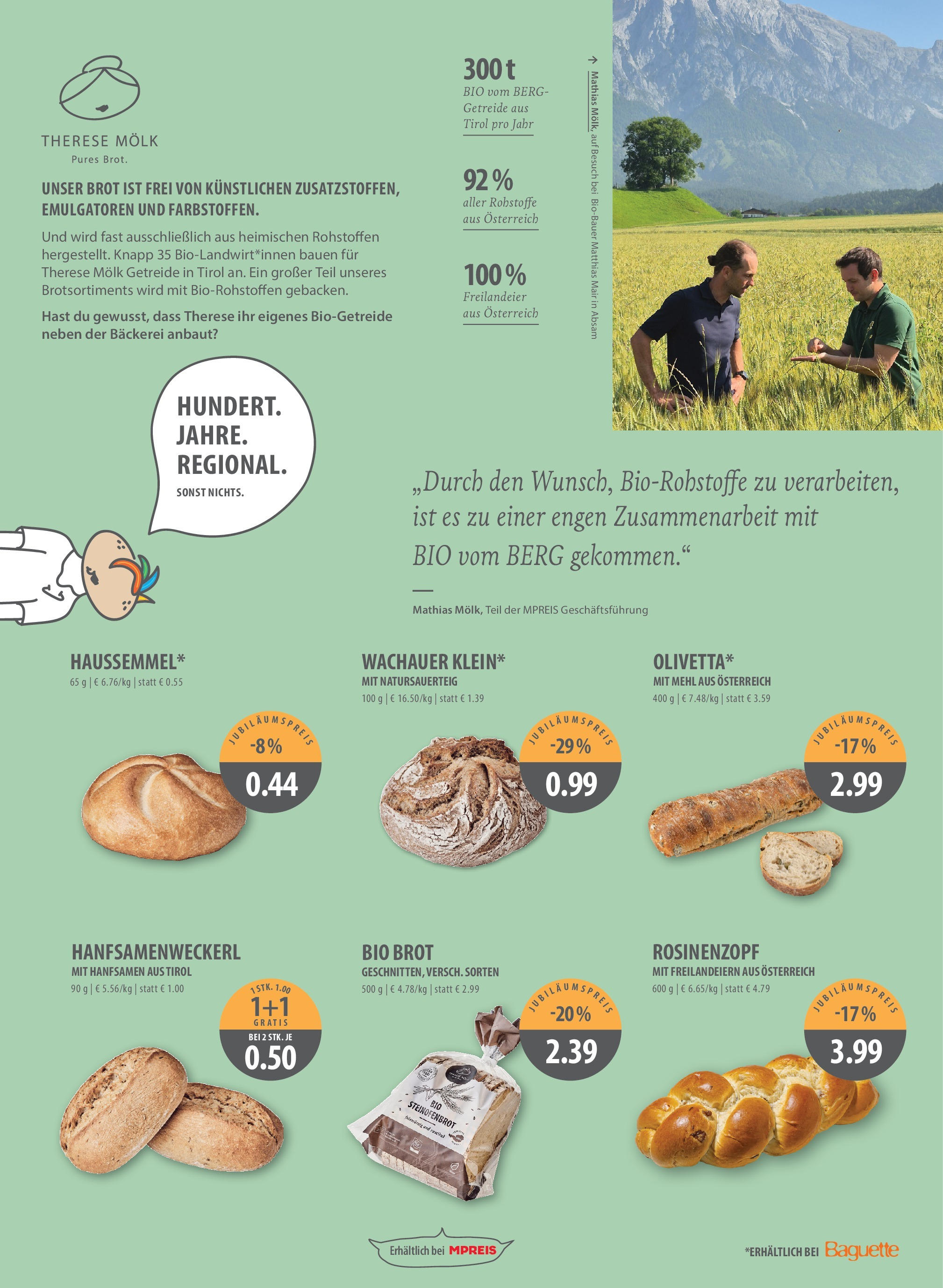MPREIS Sillian von 02.10.2025 - Aktuelle Angebote | Seite: 8 | Produkte: Getreide, Jääkaappipakastin, Bäckerei, Brot