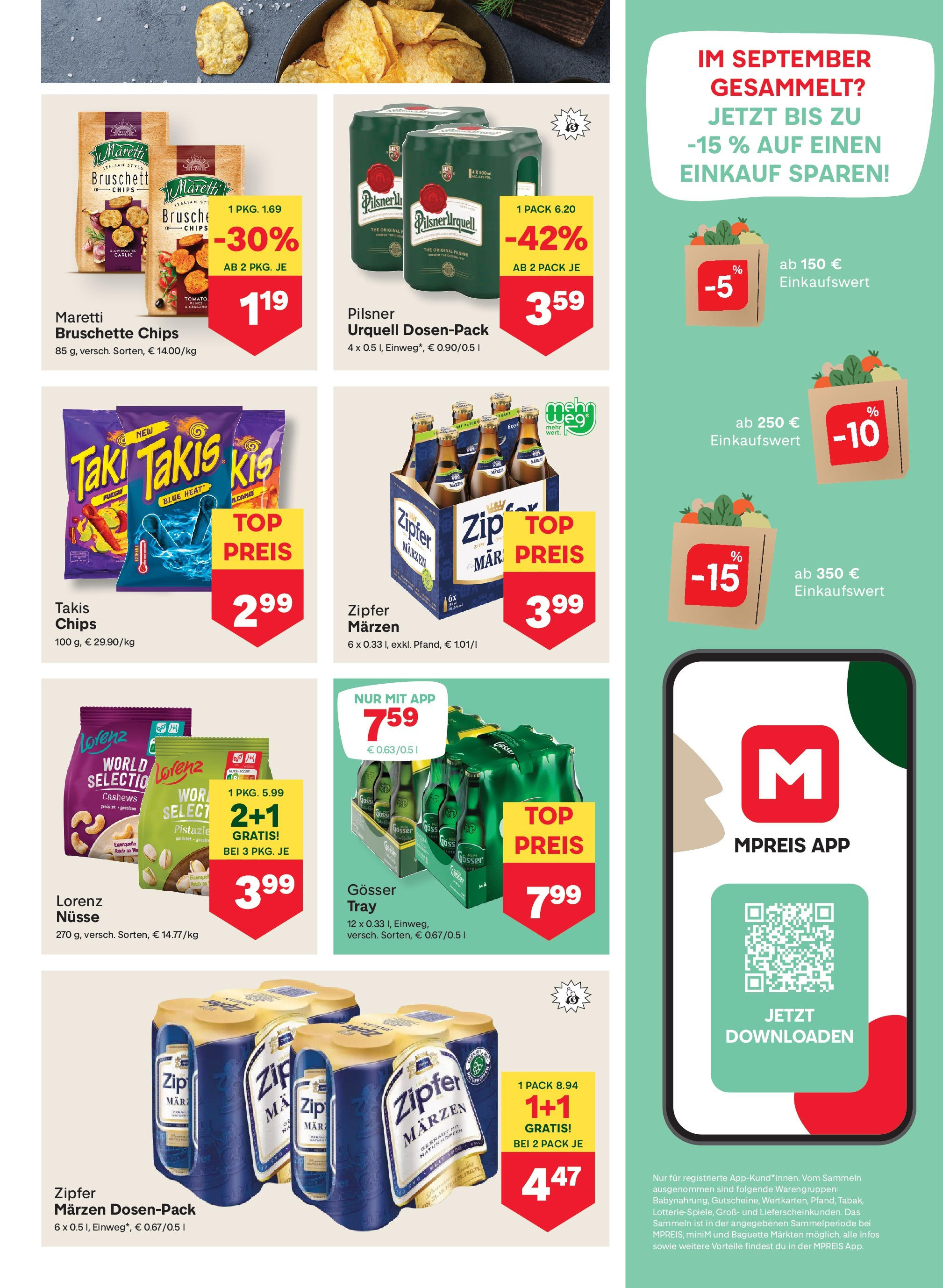 MPREIS Sillian von 02.10.2025 - Aktuelle Angebote | Seite: 13 | Produkte: Chips, Rizsliszt, Nüsse, Jääkaappipakastin