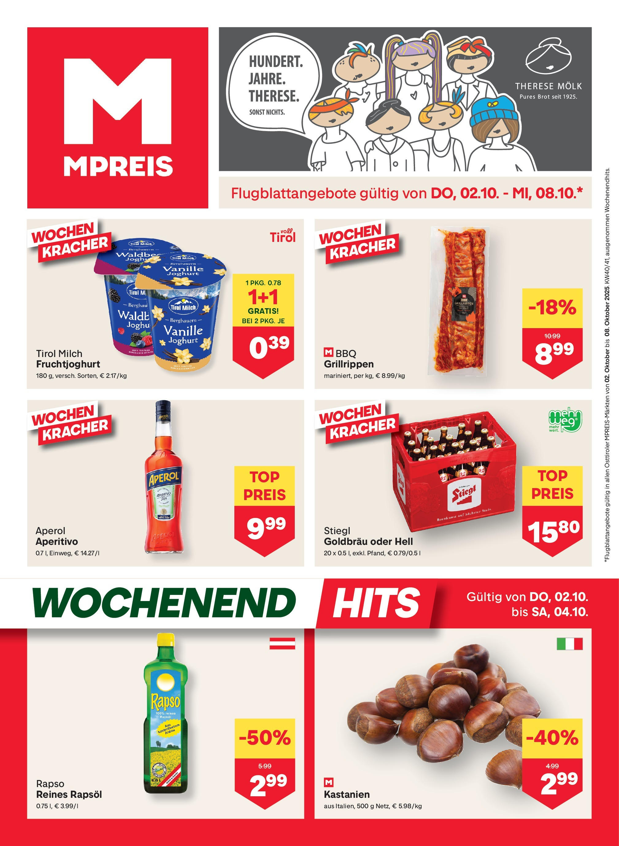 MPREIS Sillian von 02.10.2025 - Aktuelle Angebote | Seite: 1 | Produkte: Milch, Joghurt, Brot