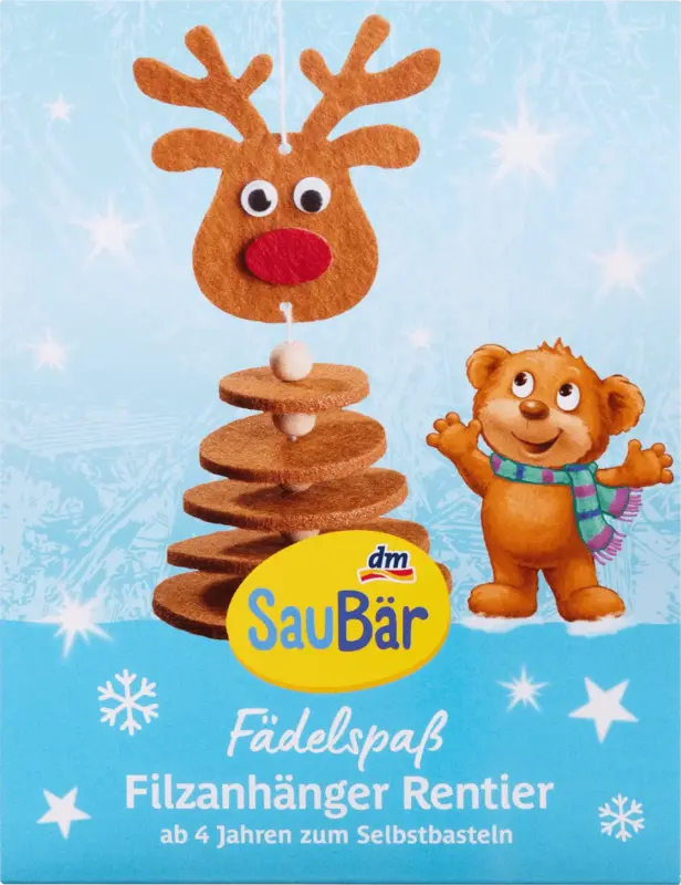 SauBär Fädelspaß Filzanhänger Rentier zum Selbstbasteln