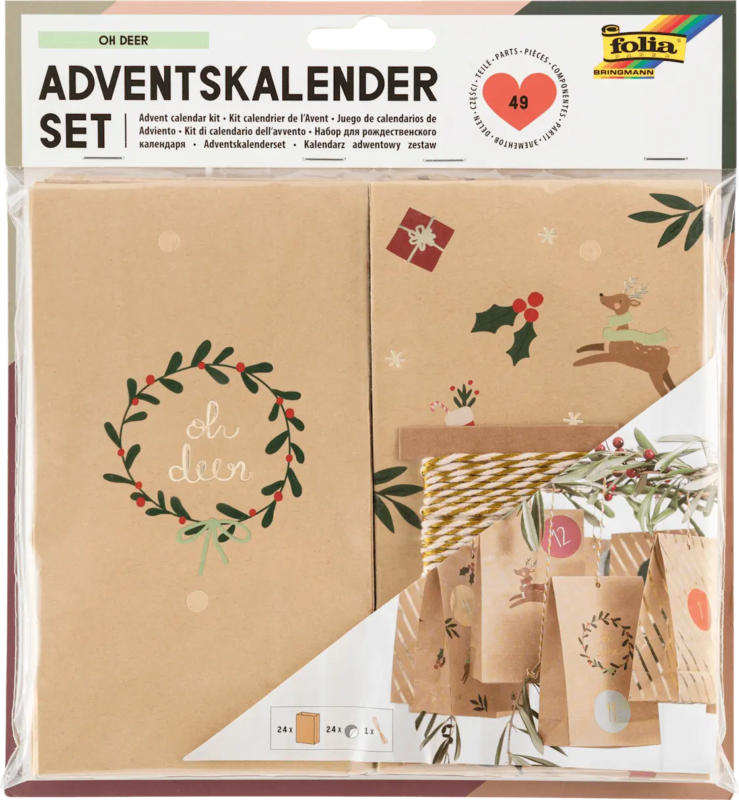 Dekorieren & Einrichten Adventskalender-Set mit bedruckten Tüten