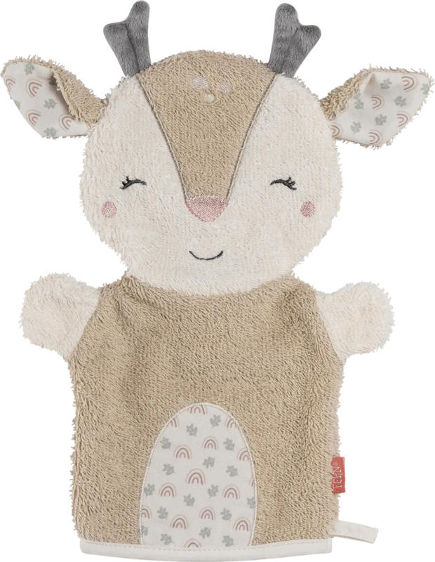 fehn Waschhandschuh Reh braun