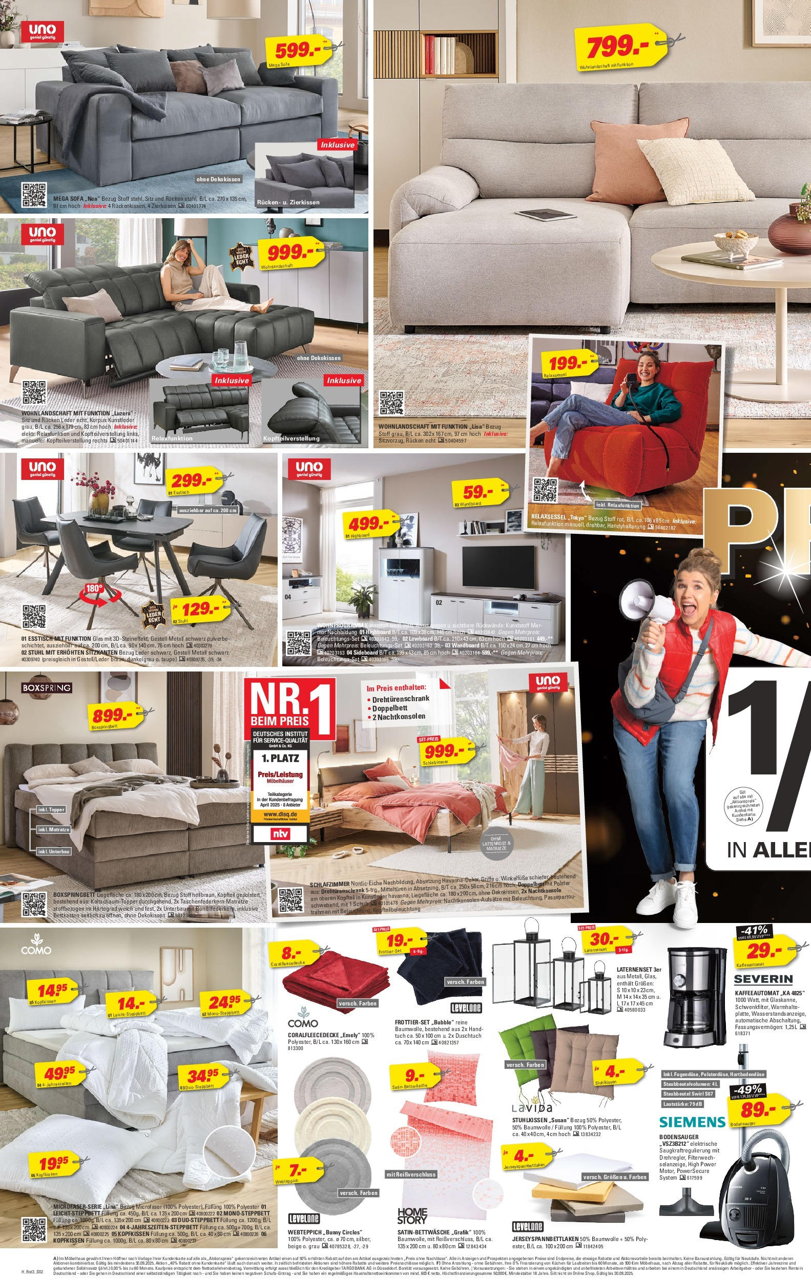Höffner Prospekt Schönefeld	 (ab 23.09.2025) zum Blättern | Seite: 2 | Produkte: HIghboard, Lattenrost, Drehtürenschrank, Boxspringbett