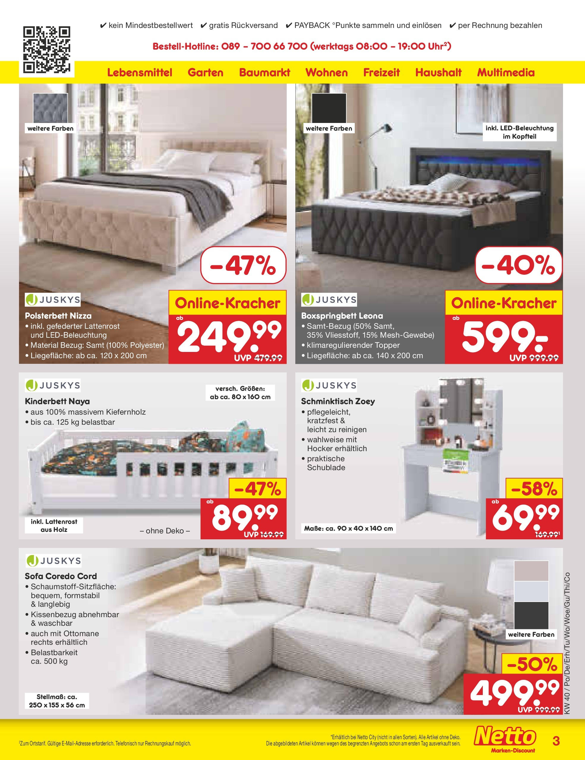 Netto Marken-Discount prospekt Frankfurt Am Main	 (ab 28.09.2025) » Angebote | Seite: 25 | Produkte: Hocker, Lattenrost, Sofa, Boxspringbett