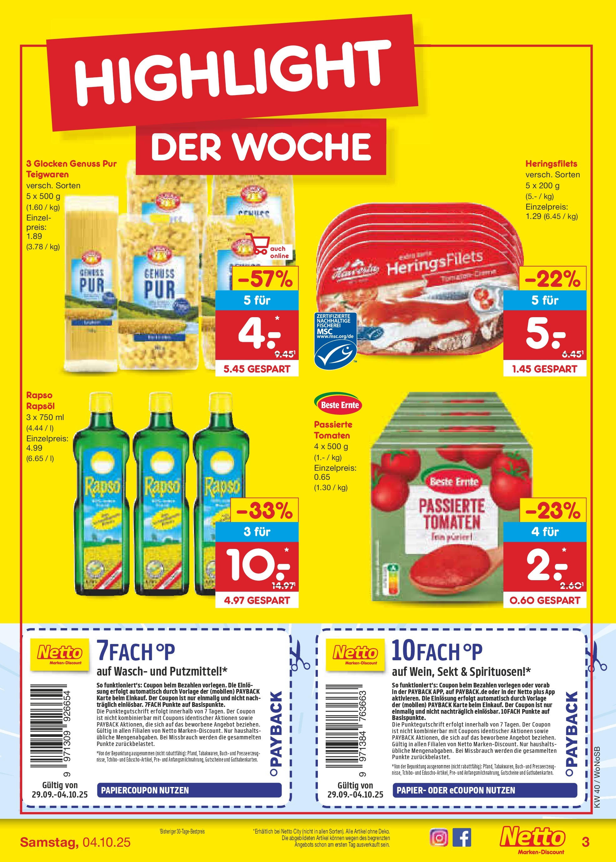 Netto Marken-Discount prospekt Frankfurt Am Main	 (ab 28.09.2025) » Angebote | Seite: 3 | Produkte: Rapsöl, Sekt, Tomaten, Rapso rapsol