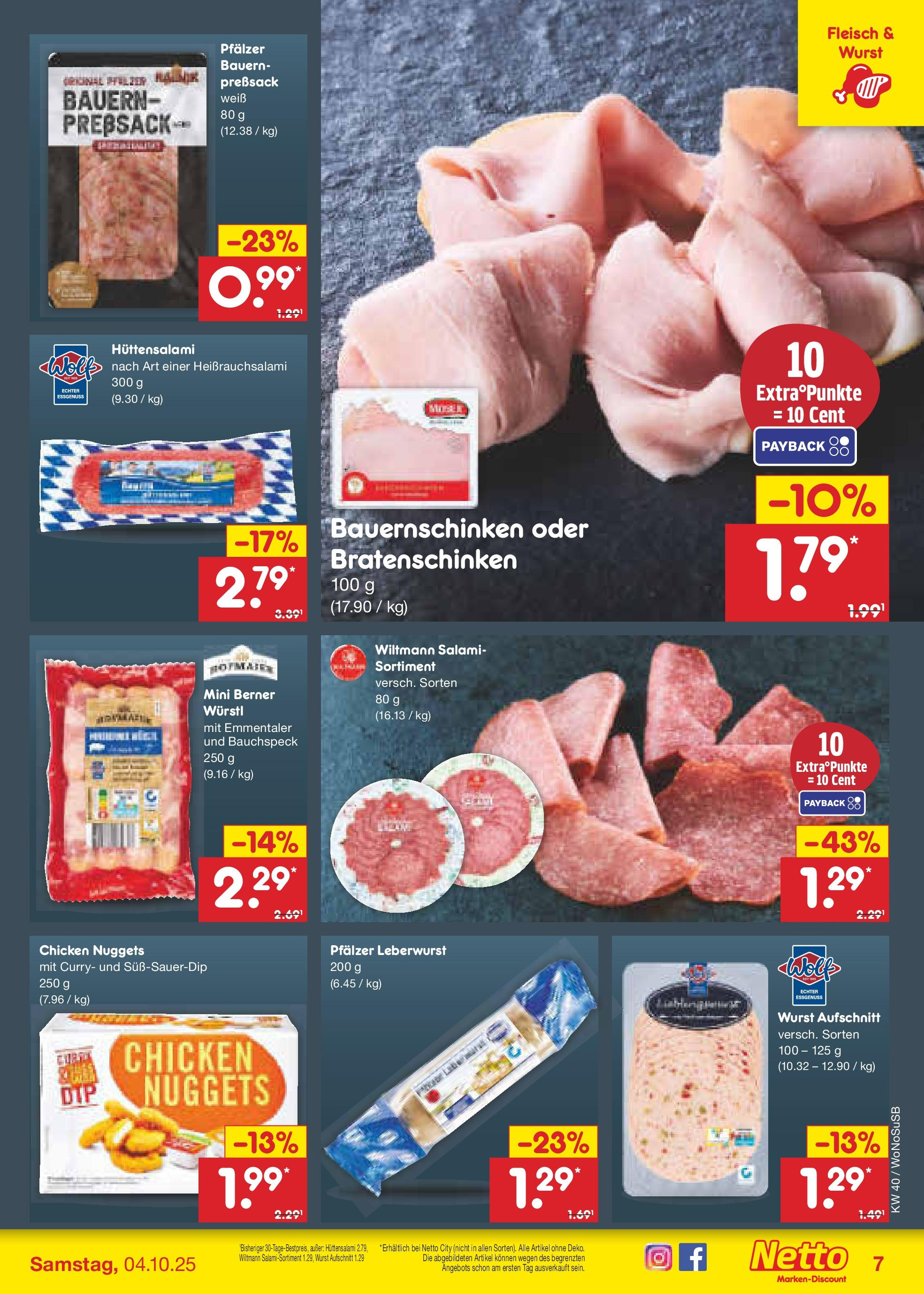 Netto Marken-Discount prospekt Frankfurt Am Main	 (ab 28.09.2025) » Angebote | Seite: 7 | Produkte: Würstl, Wurst, Salami, Fleisch
