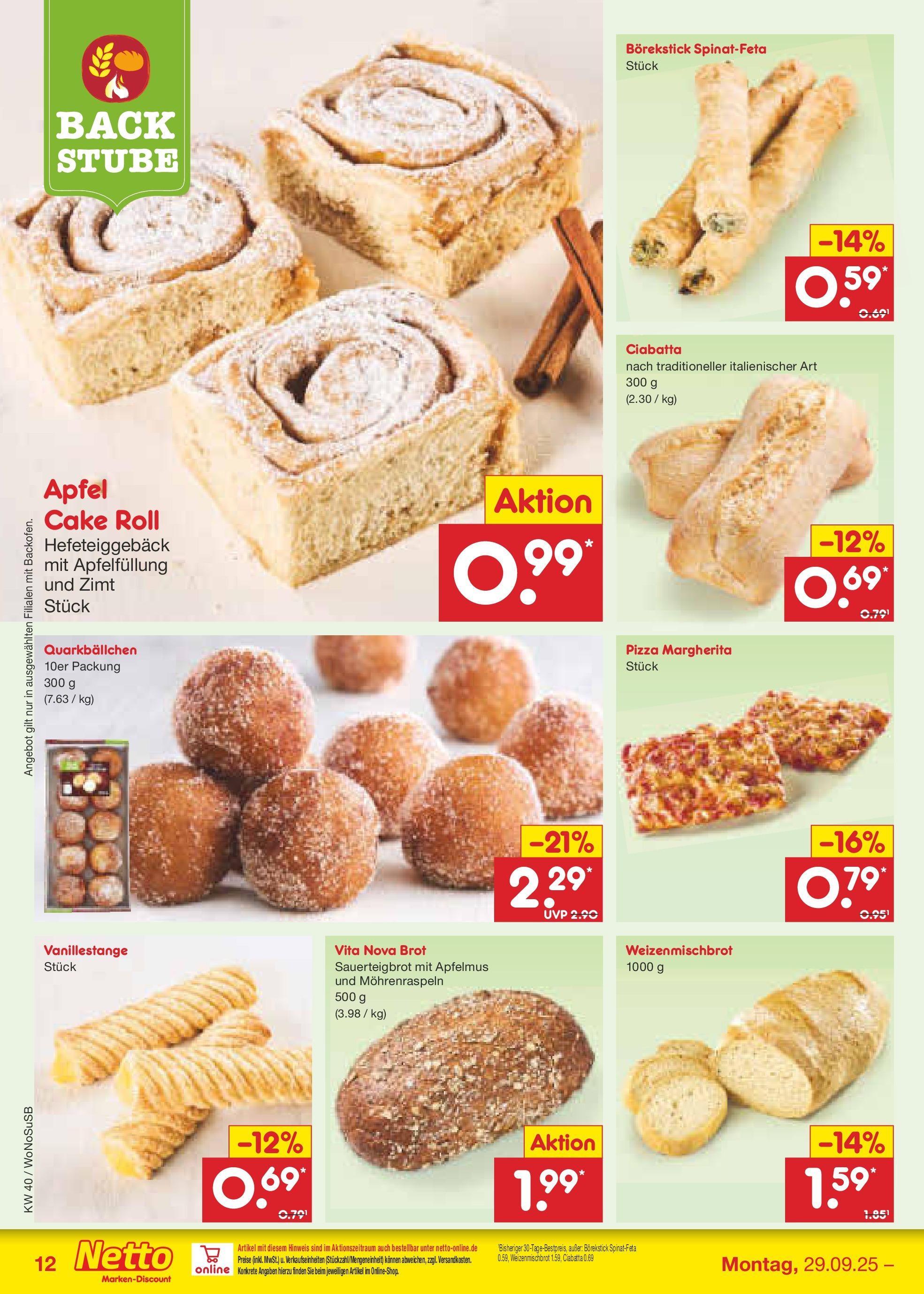 Netto Marken-Discount prospekt Frankfurt Am Main	 (ab 28.09.2025) » Angebote | Seite: 12 | Produkte: Äpfel, Brot, Pizza