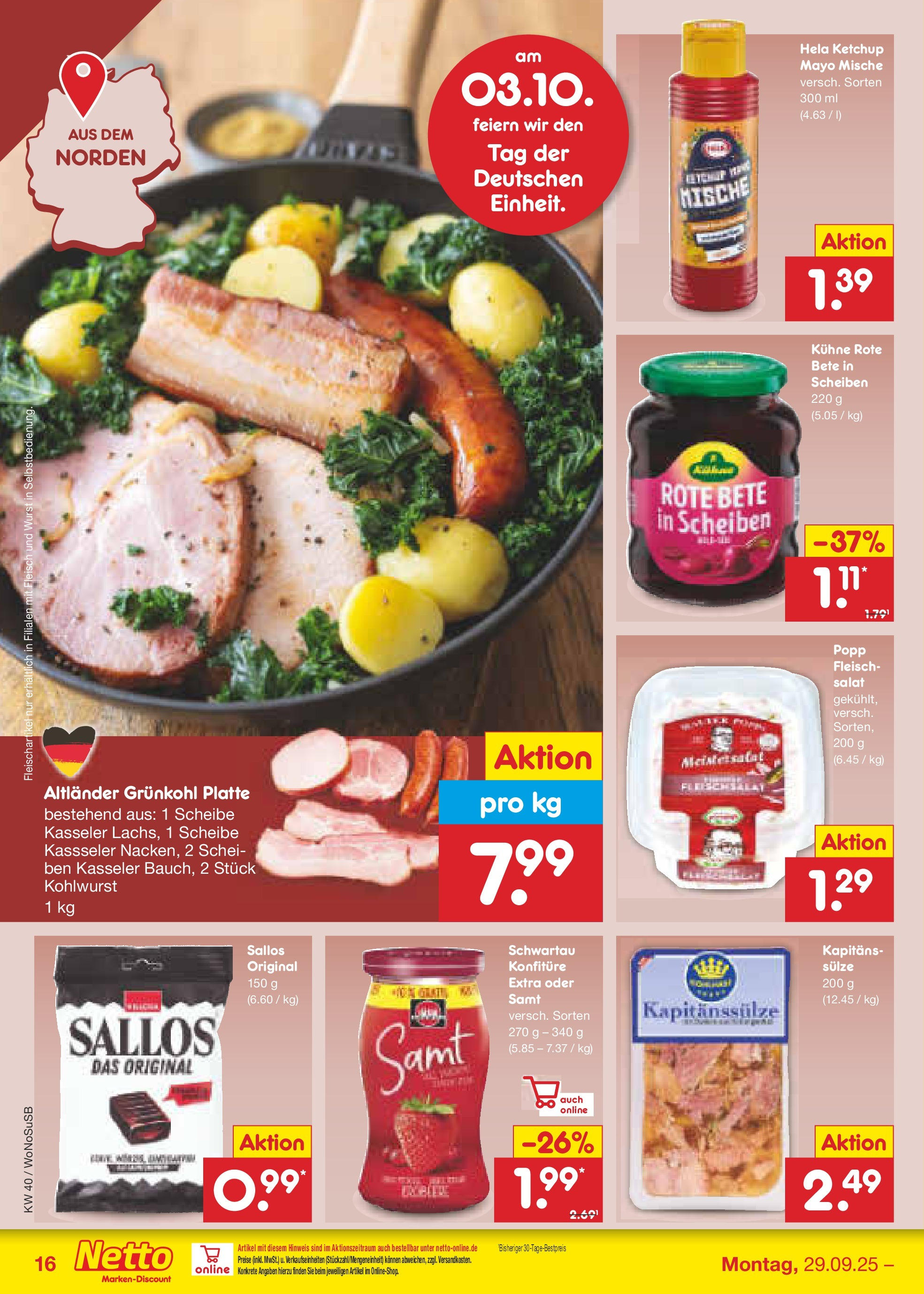 Netto Marken-Discount prospekt Frankfurt Am Main	 (ab 28.09.2025) » Angebote | Seite: 16 | Produkte: Wurst, Ketchup, Fleisch, Salat