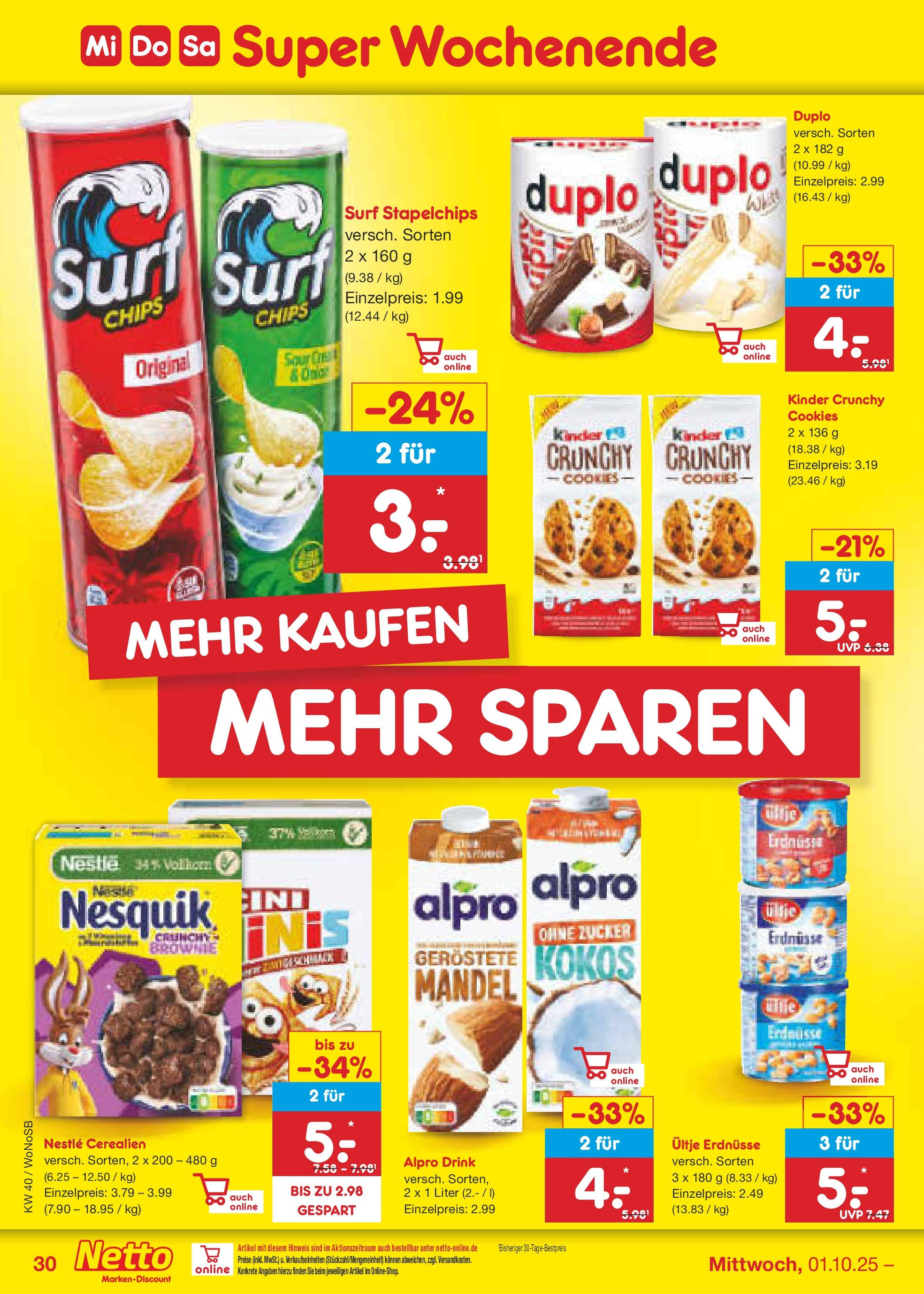 Netto Marken-Discount prospekt Frankfurt Am Main	 (ab 28.09.2025) » Angebote | Seite: 34 | Produkte: Ultje erdnusse, Erdnüsse, Zucker, Chips