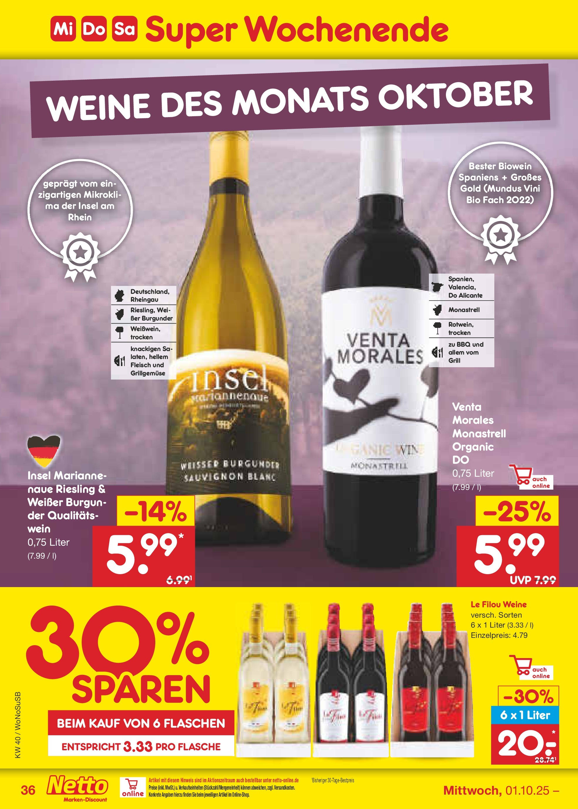 Netto Marken-Discount prospekt Frankfurt Am Main	 (ab 28.09.2025) » Angebote | Seite: 40 | Produkte: Grill, Le filou, Wein, Fleisch