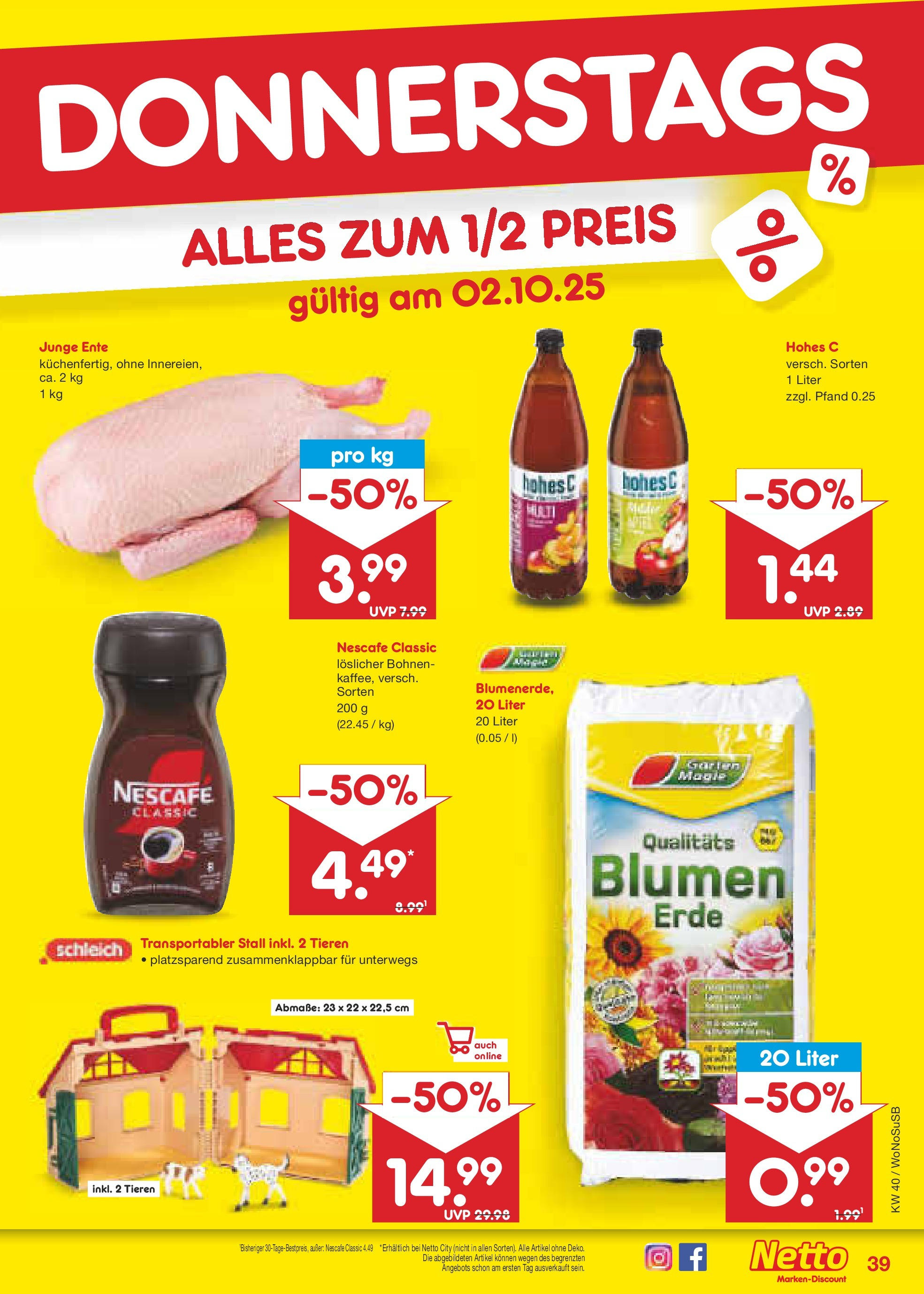 Netto Marken-Discount prospekt Frankfurt Am Main	 (ab 28.09.2025) » Angebote | Seite: 43 | Produkte: Blumen, Nescafe classic, Hohes c, Ente