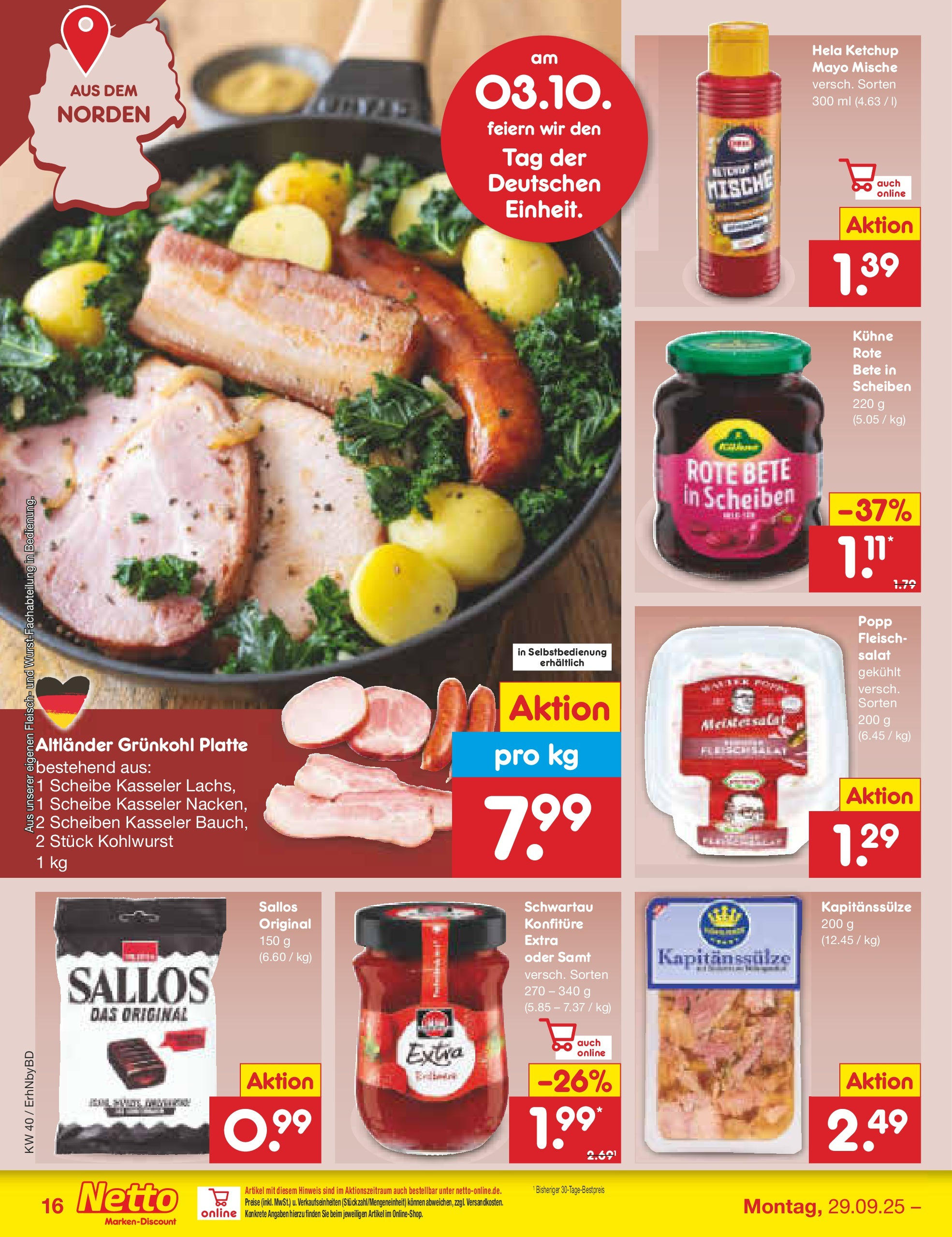 Netto Marken-Discount prospekt Ergolding	 (ab 28.09.2025) » Angebote | Seite: 16 | Produkte: Ketchup, Fleisch, Salat