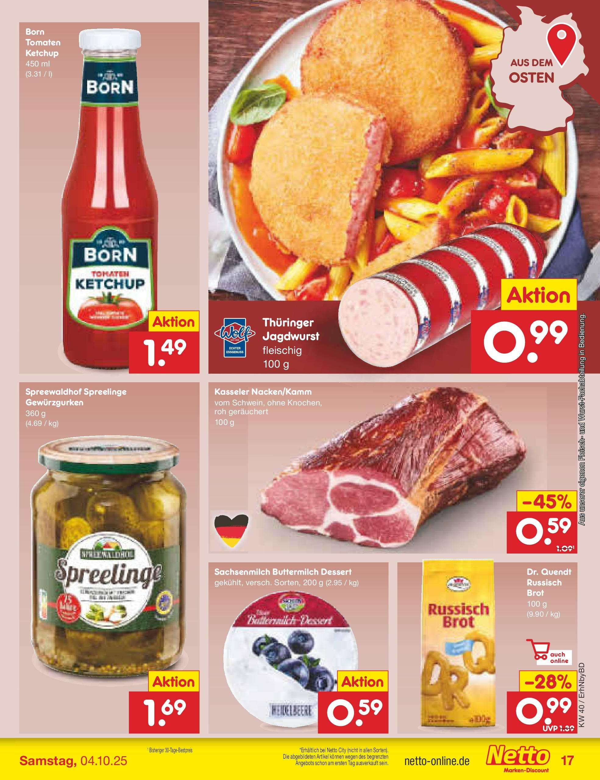 Netto Marken-Discount prospekt Ergolding	 (ab 28.09.2025) » Angebote | Seite: 17 | Produkte: Buttermilch, Tomaten, Ketchup, Fleisch